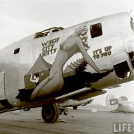 Asisbiz 44-42362 B-24M Liberator 5AF 43BG64BS Windy City Kitty nose art right side Kingman No.3 USA April 1947