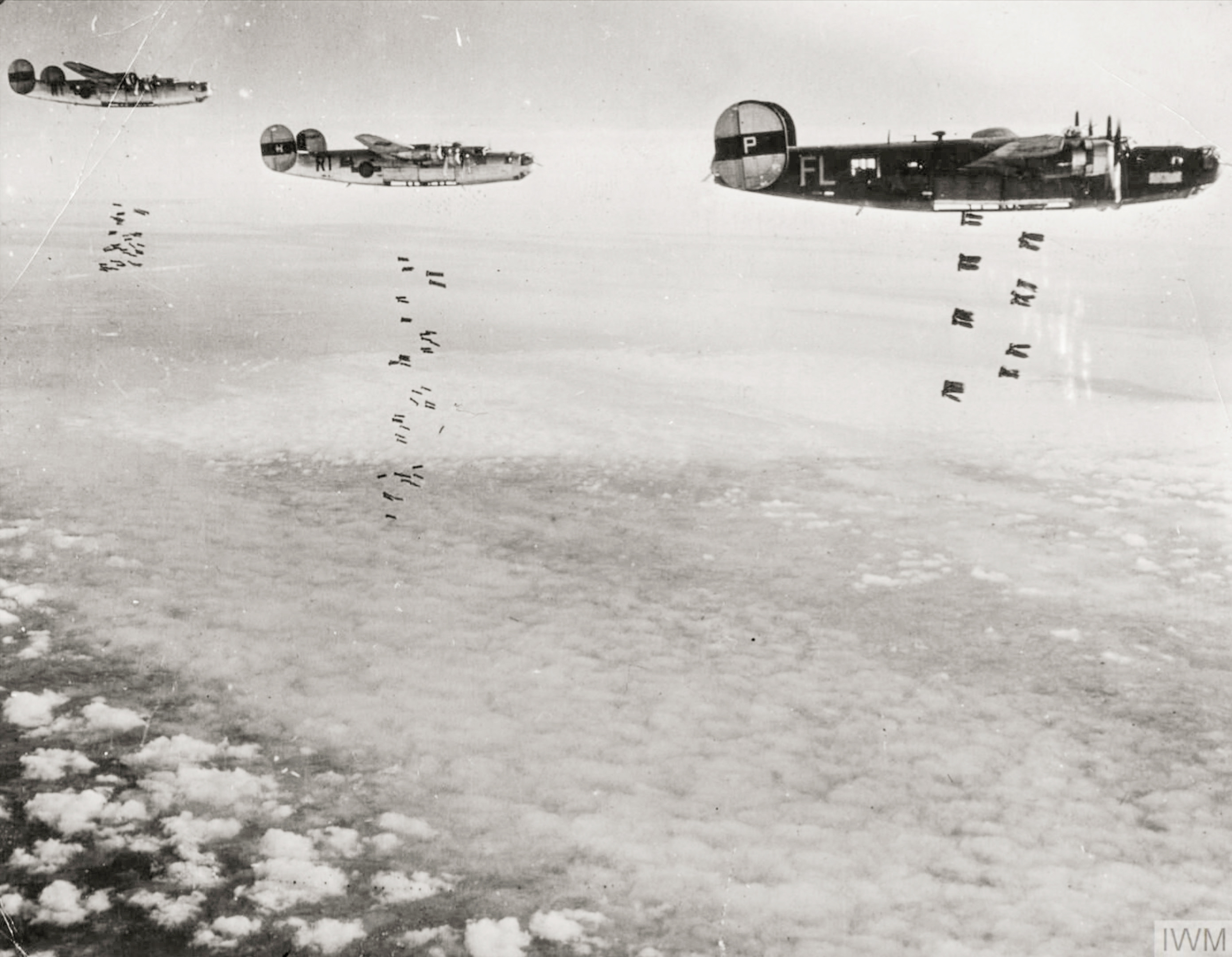 41-29144 B-24H Liberator 8AF 446BG704BS FLP Ronnie over the Rheine Marshalling Yards 9th Mar 1945 FRE1750