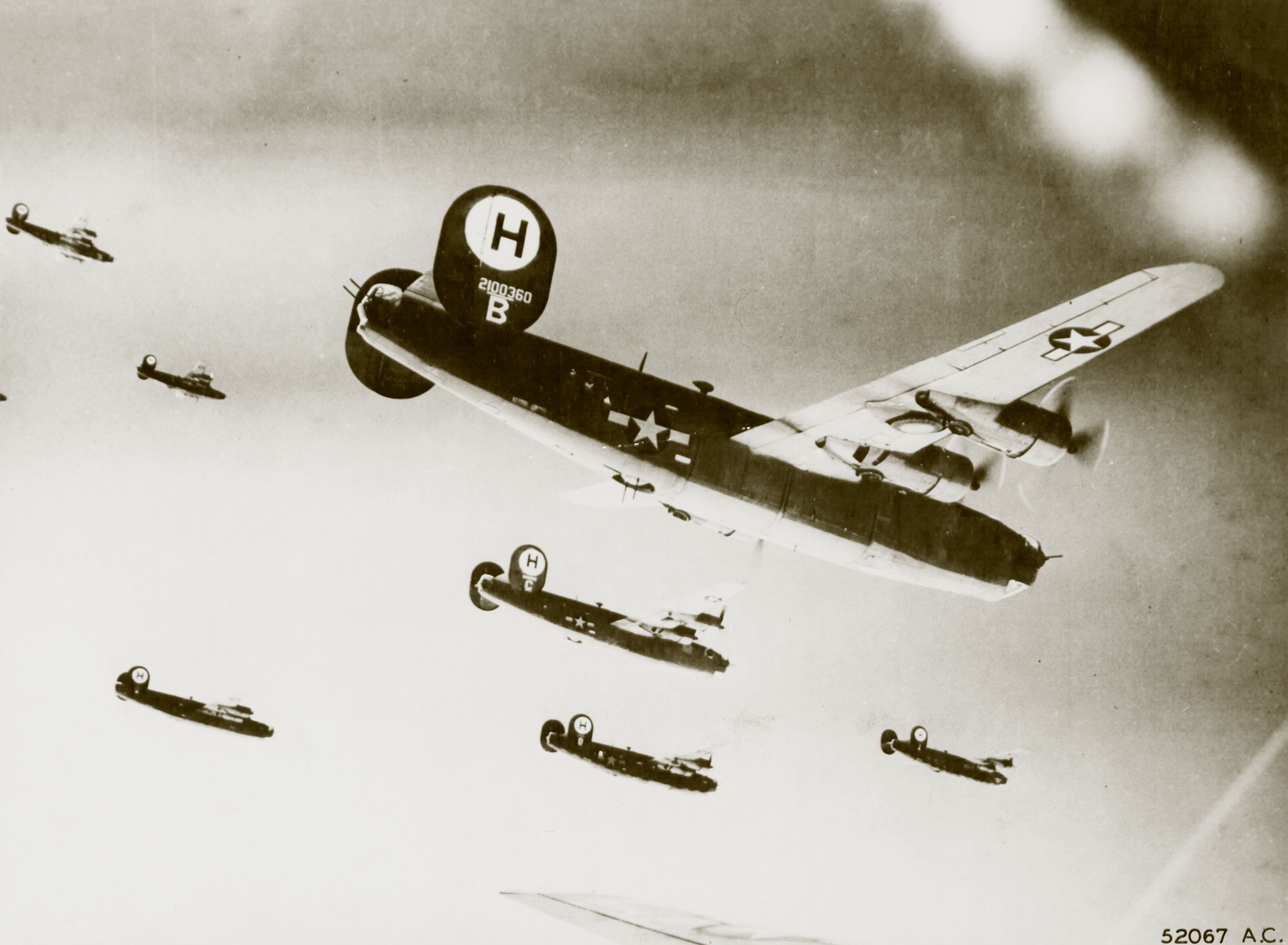 42-100360 B-24J Liberator 8AF 446BG706BS RTB Luck and Stuff in formation over Gotha Germany 01