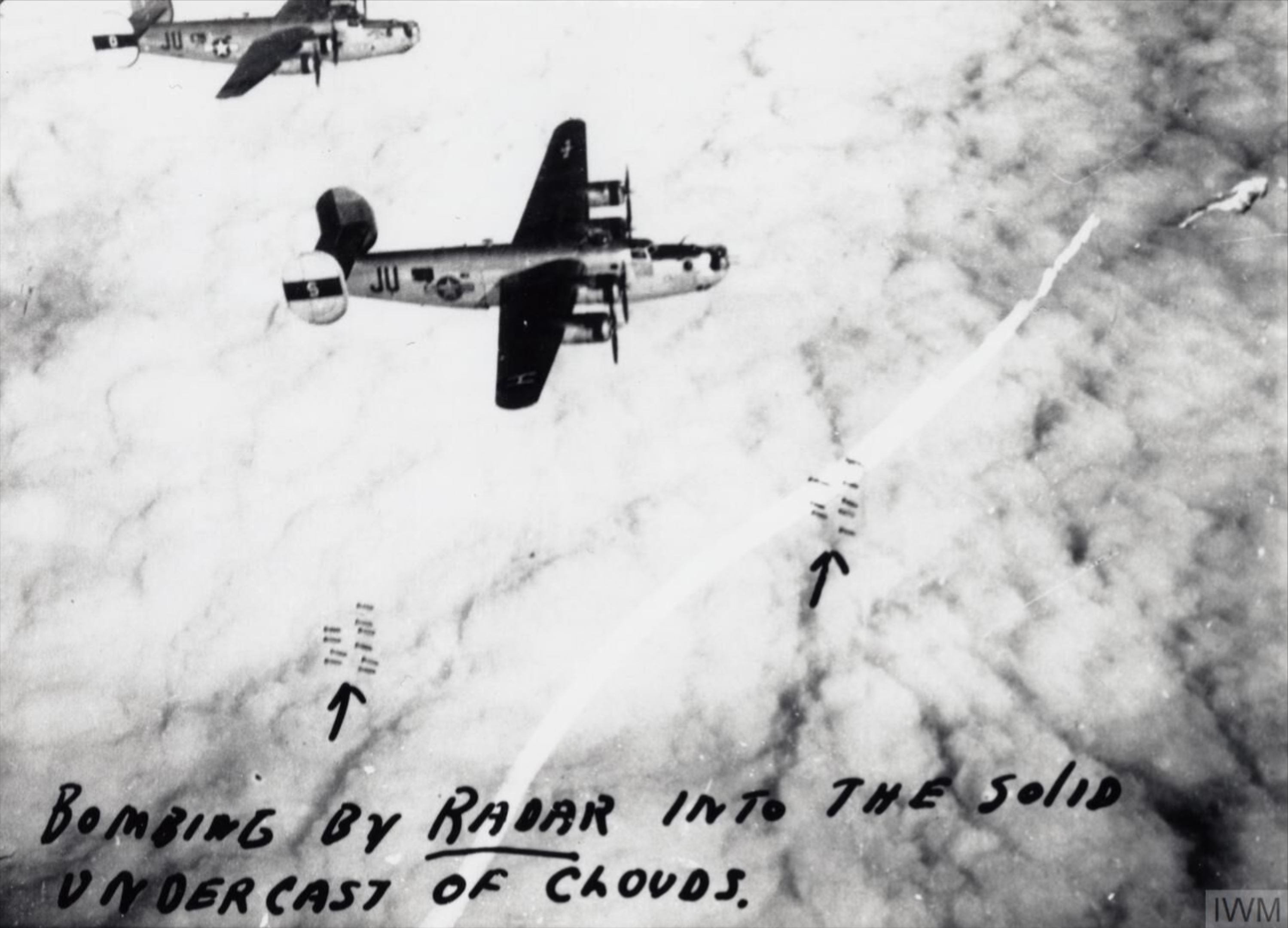 42-95324 B-24H Liberator 8AF 446BG707BS JUS Weiser Witch and JUO use radar to bomb a target through cloud 21st Feb 1945 01