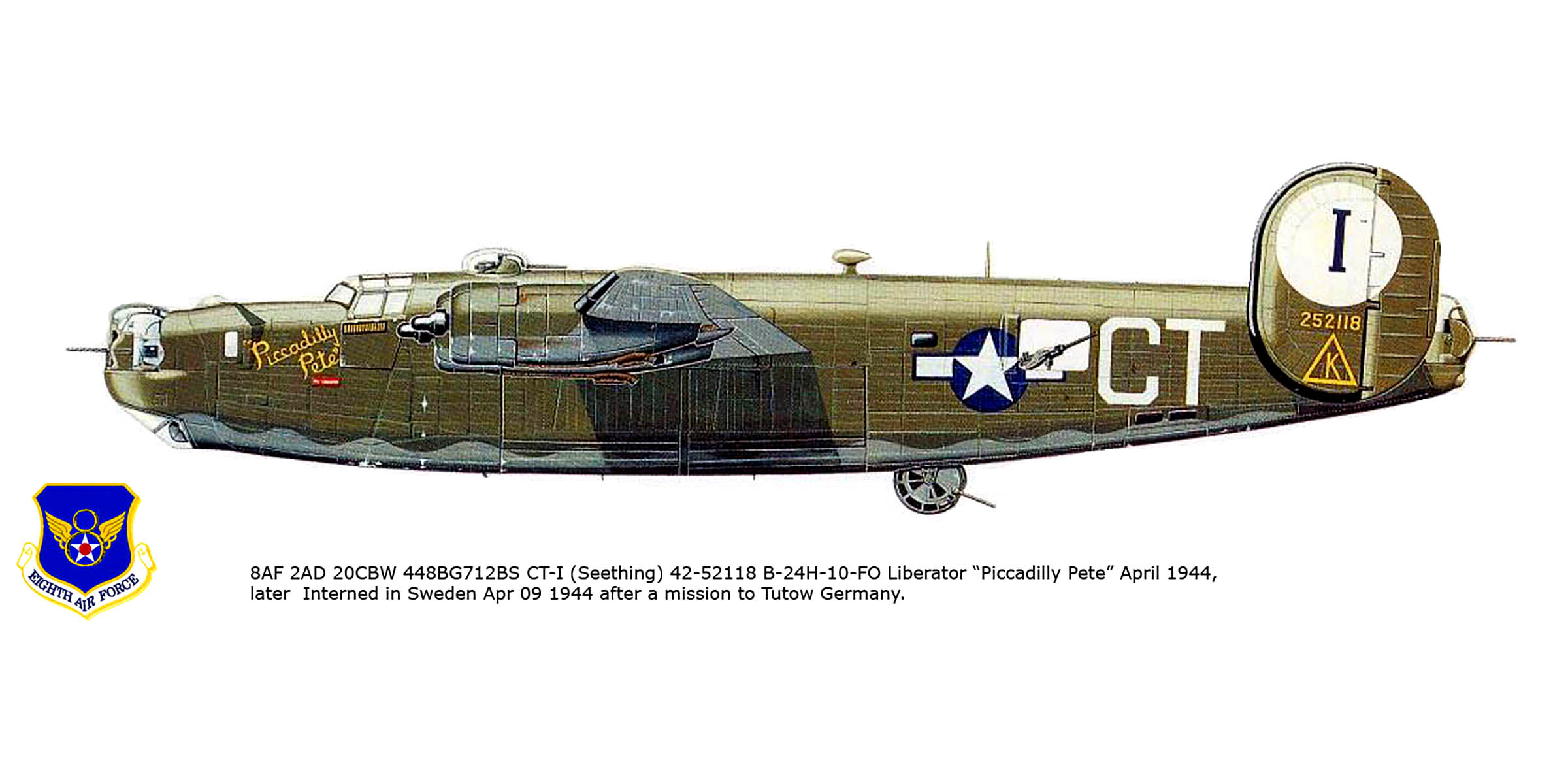 42-52118 B-24H Liberator 8AF 448BG712BS CTI Seething April 1944 0A