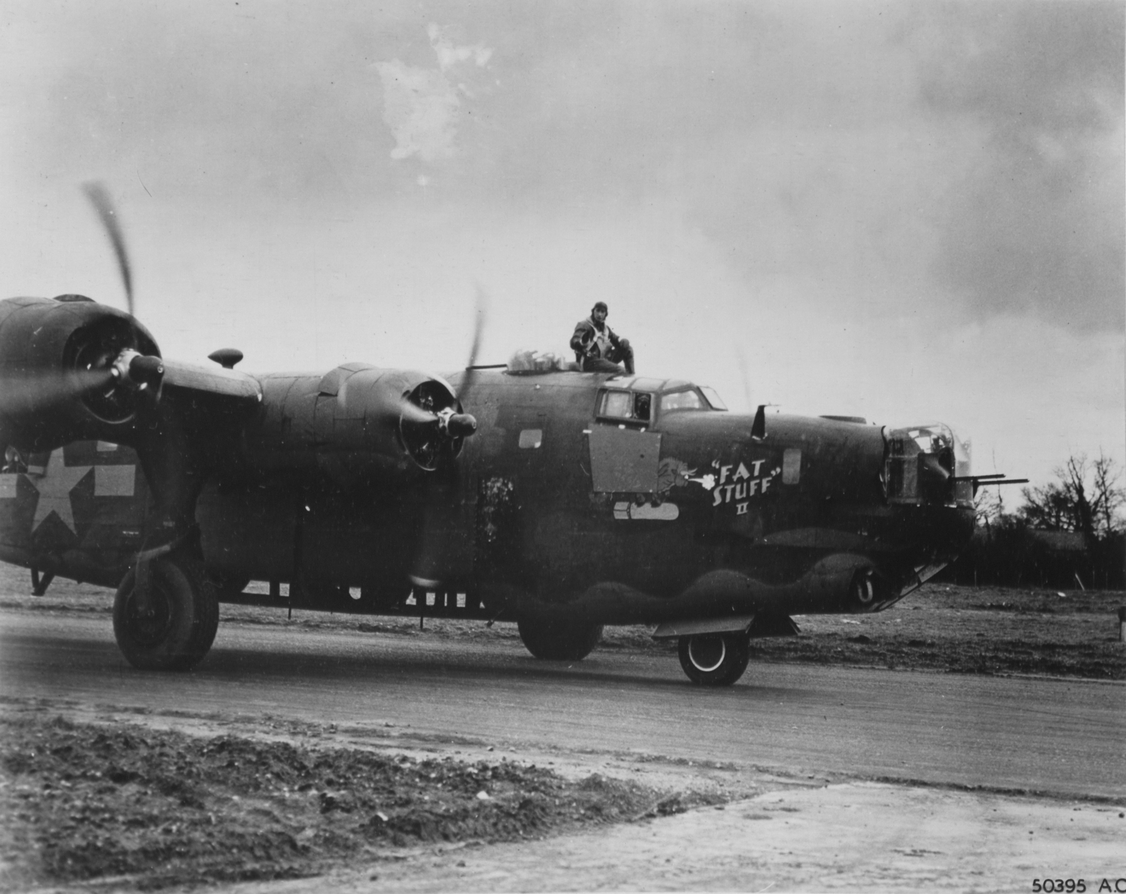 42-7591 B-24H Liberator 8AF 448BG712BS CTJ Fat Stuff II returns from Berlin mission 22nd March 1944 NA068