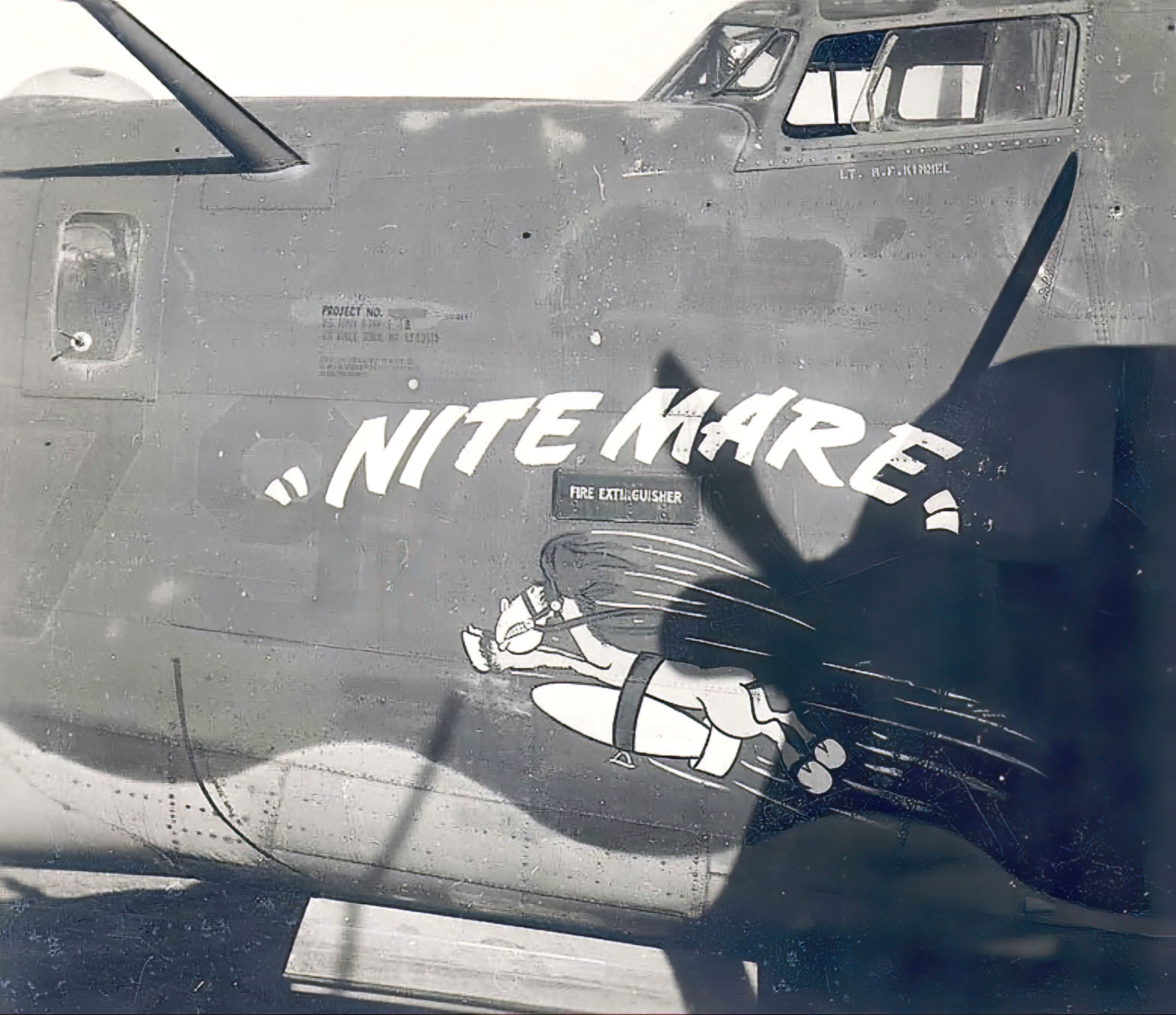 42-52079 B-24H Liberator 15AF 451BG724BS Nite Mare nose art left side 01