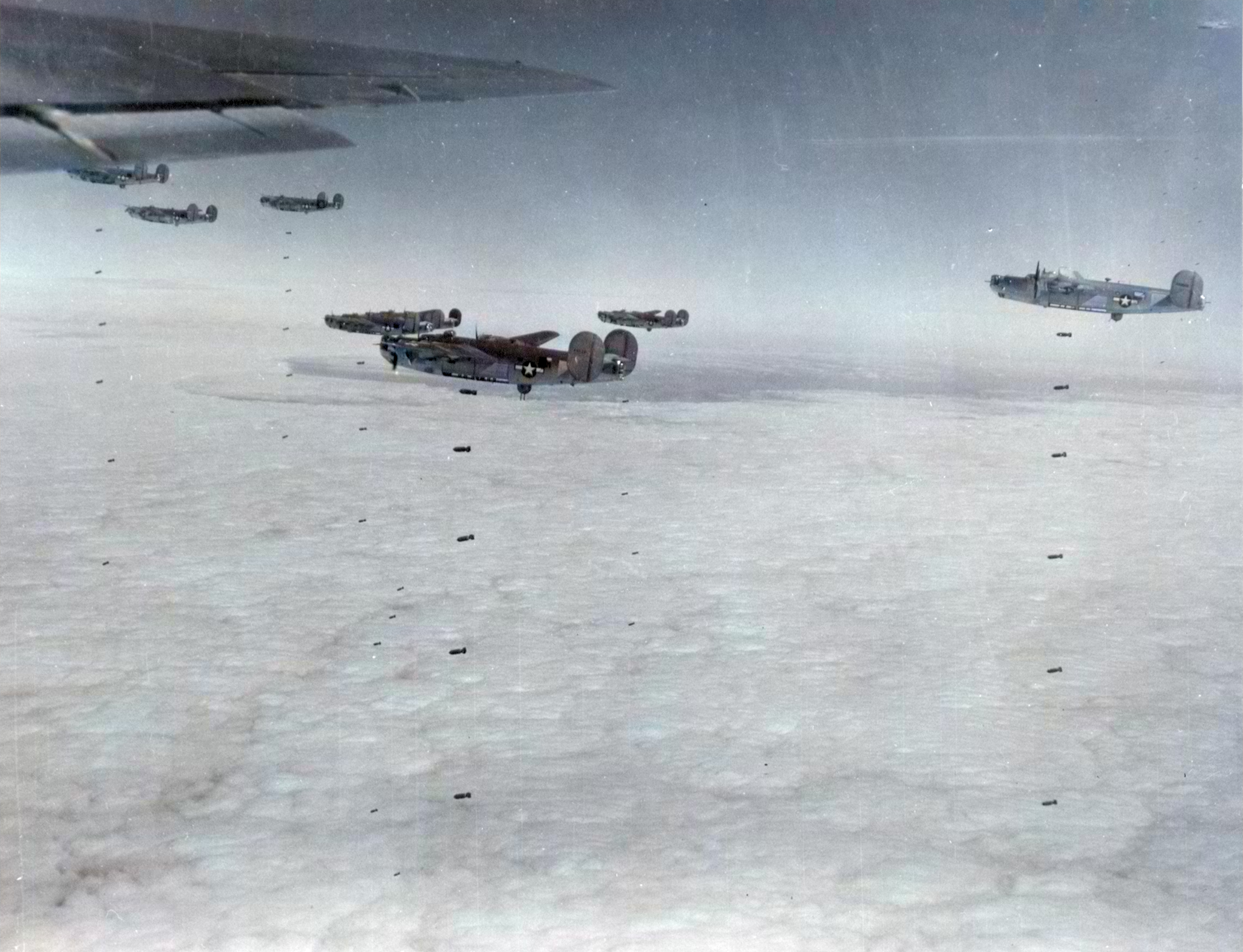 Consolidated B-24 Liberators 15AF 451BG over their the Railyards at Regensburg Germany 13th Mar 1945 01