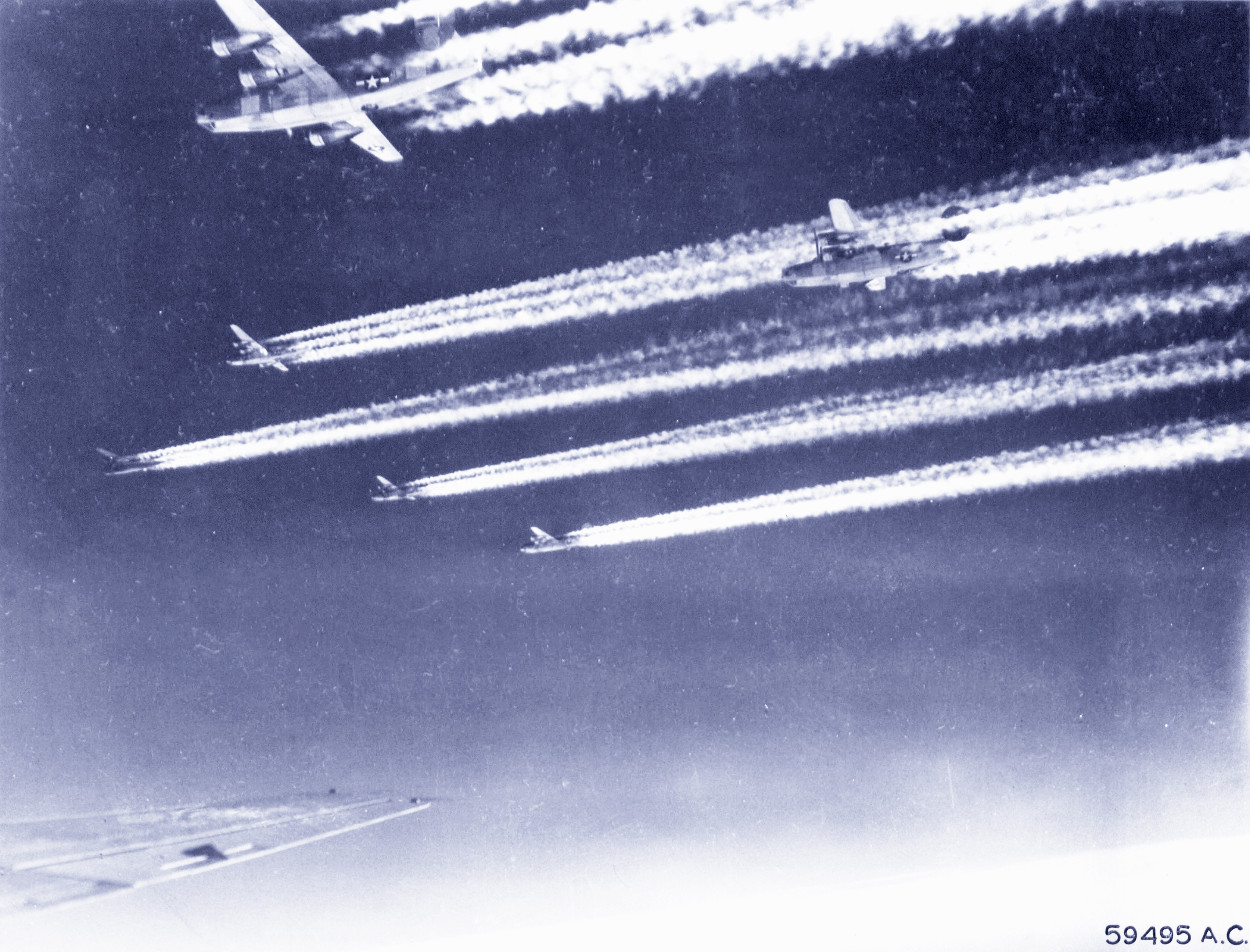 Target 15AF B-24 Liberators 451BG enroute to bomb railyards at Vienna Austria 15th Jan 1945 01
