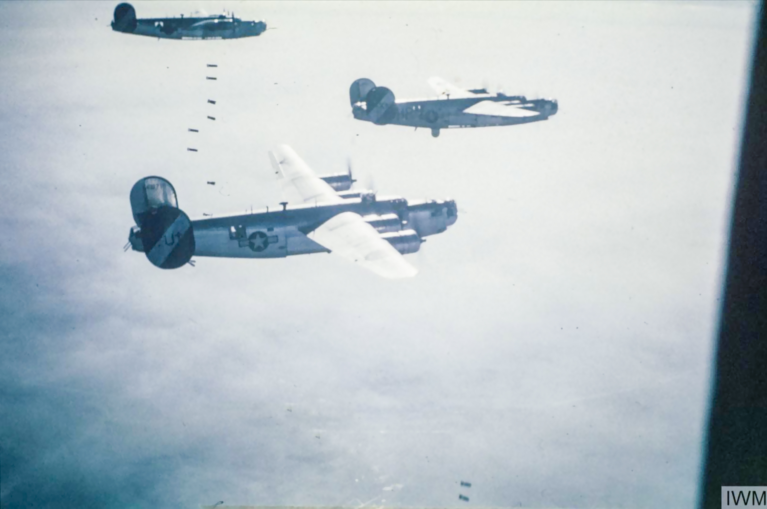 Consolidated B-24J Liberators 8AF 453BG in formation over Zossen Germany 15th Mar 1945 FRE6661