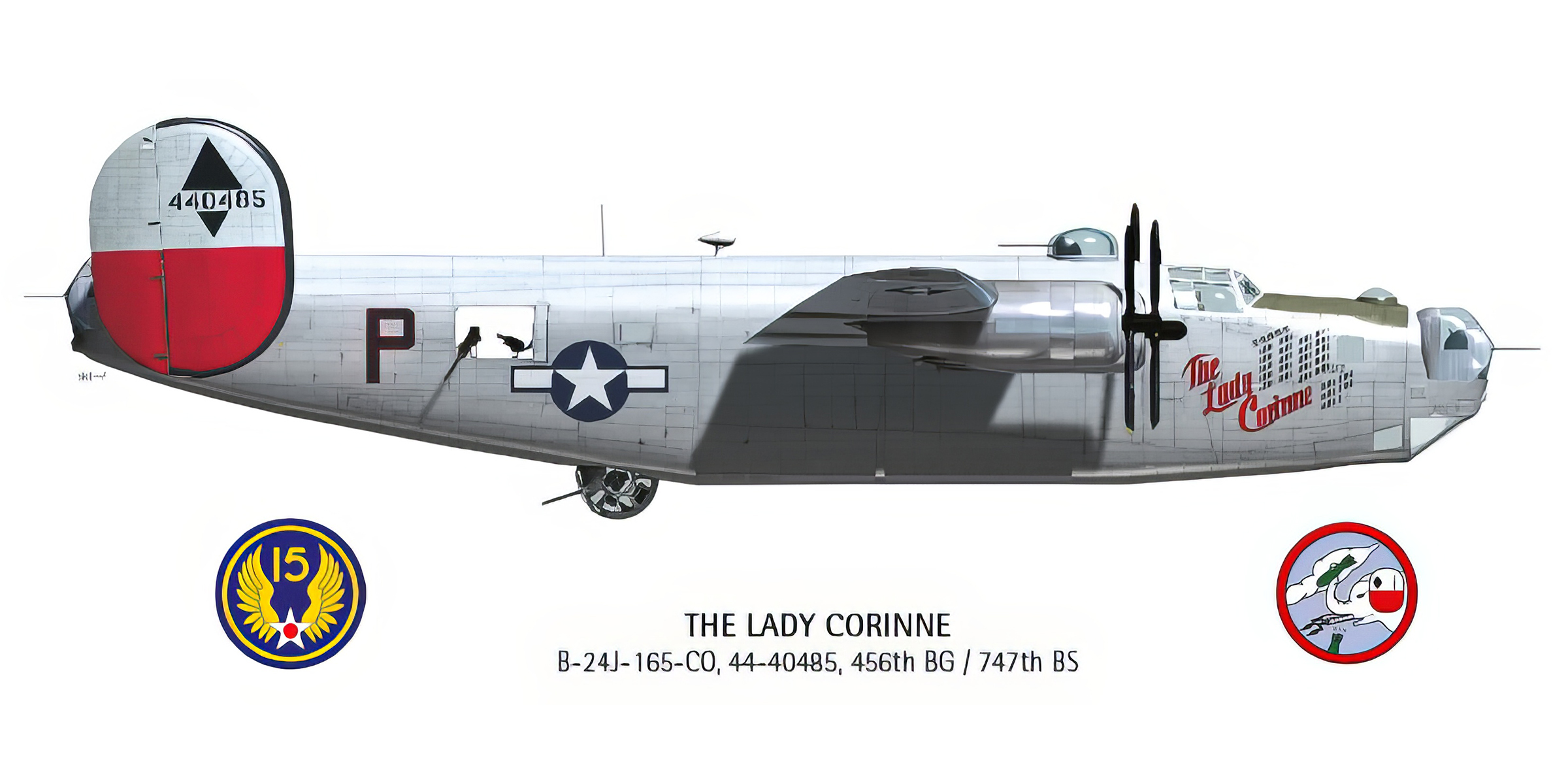 44-40485 B-24J Liberator 15AF 456BG747BS The Lady Corinne based in Stornara Italy 1944 0A