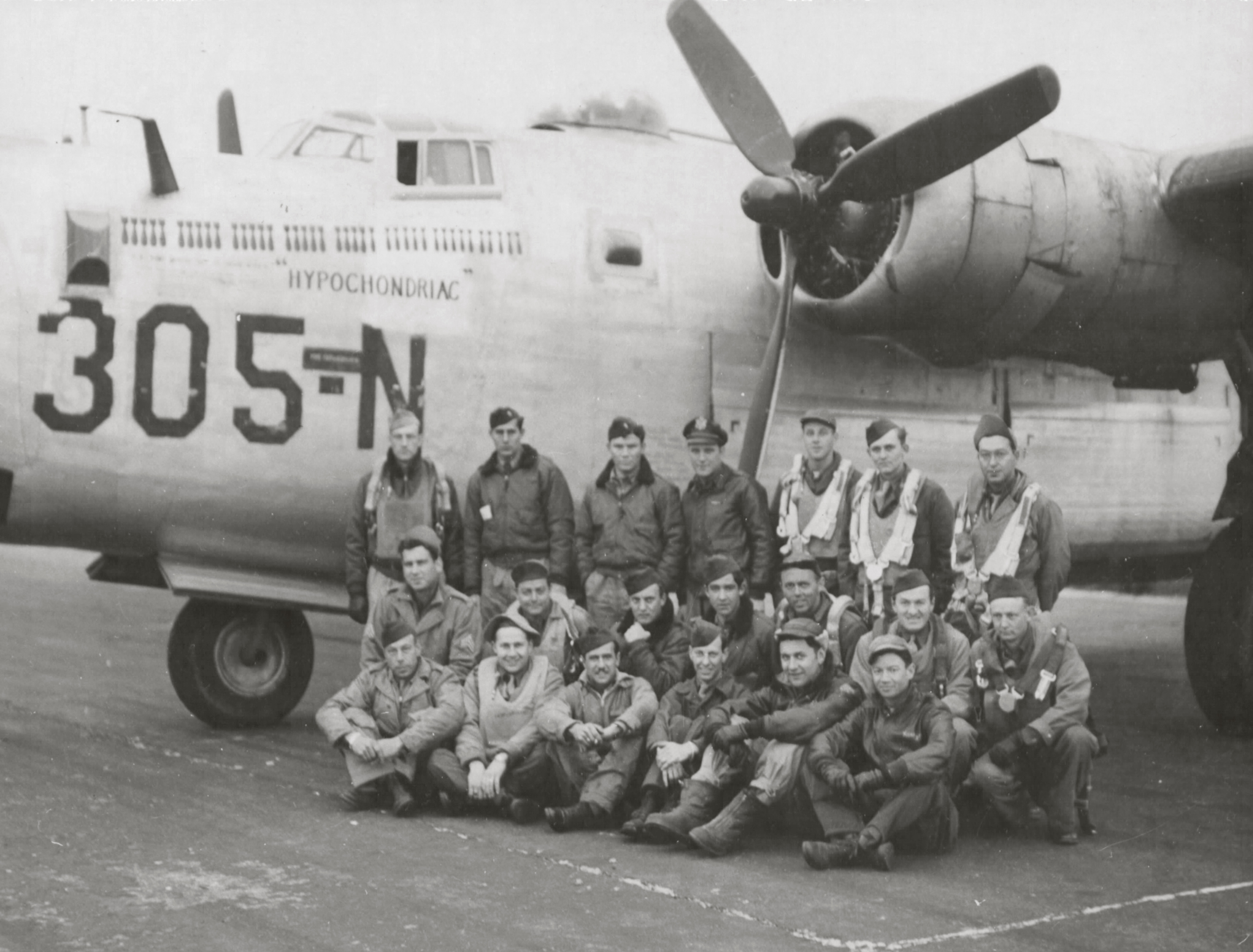 41-29305 B-24H Liberator 8AF 458BG754BS Z5N Hypochondriac nose art left side England 01