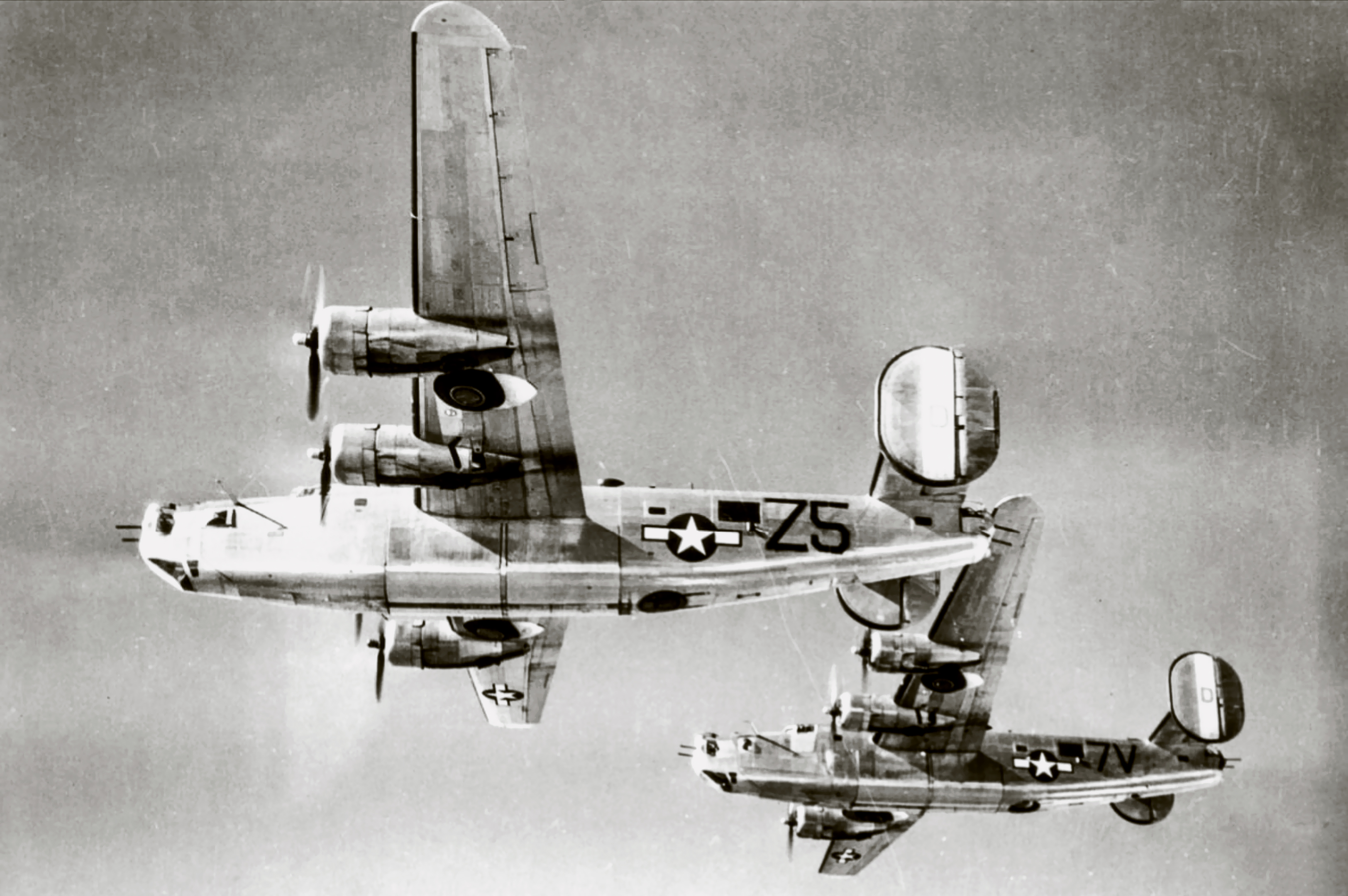 42-50456 B-24J Liberators 8AF 458BG754BS Z5D Dorothy Kay Special with 752BS 7VD in formation FRE1903