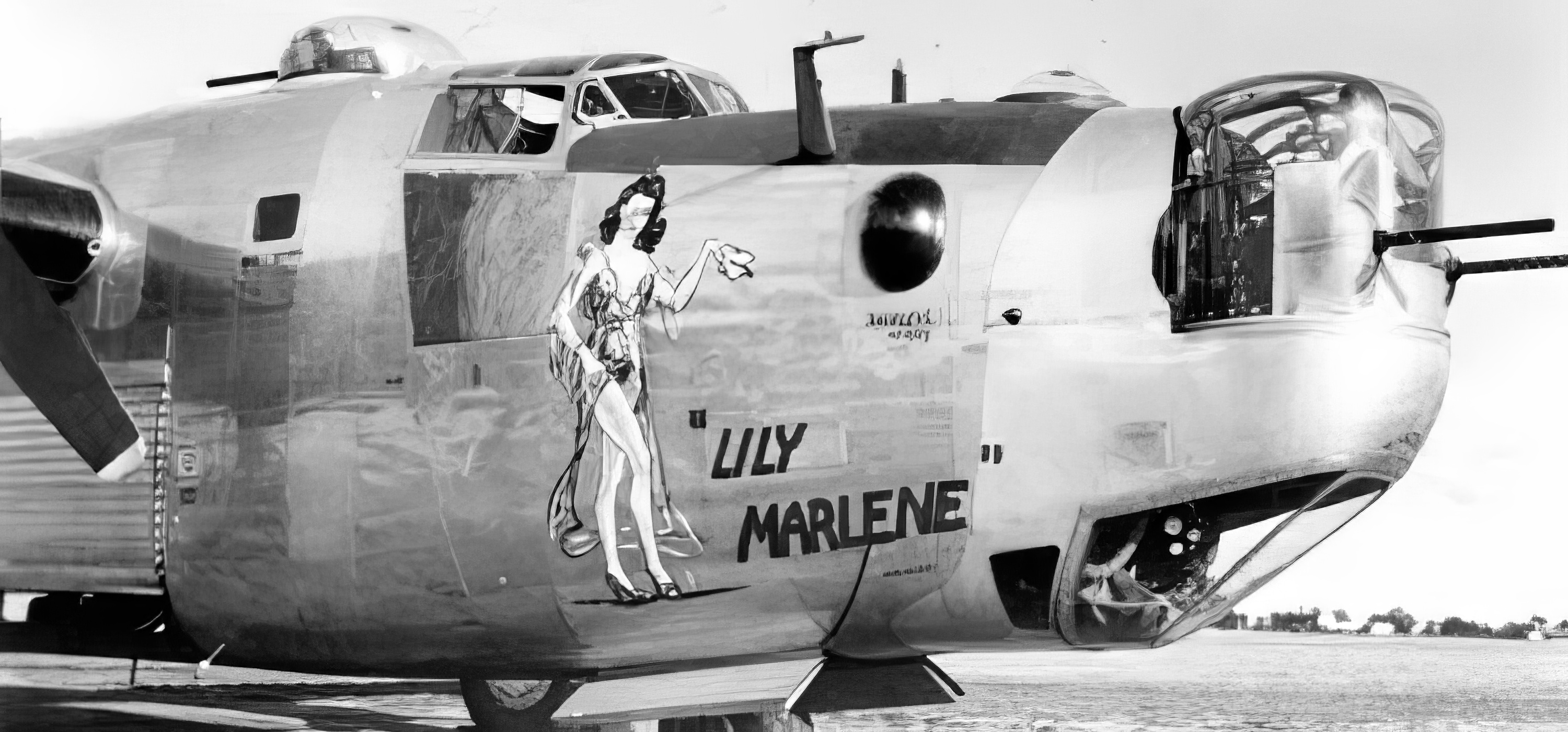 42-50907 B-24J Liberator 8AF 458BG755BS J3D Lily Marlene nose art right side England 01