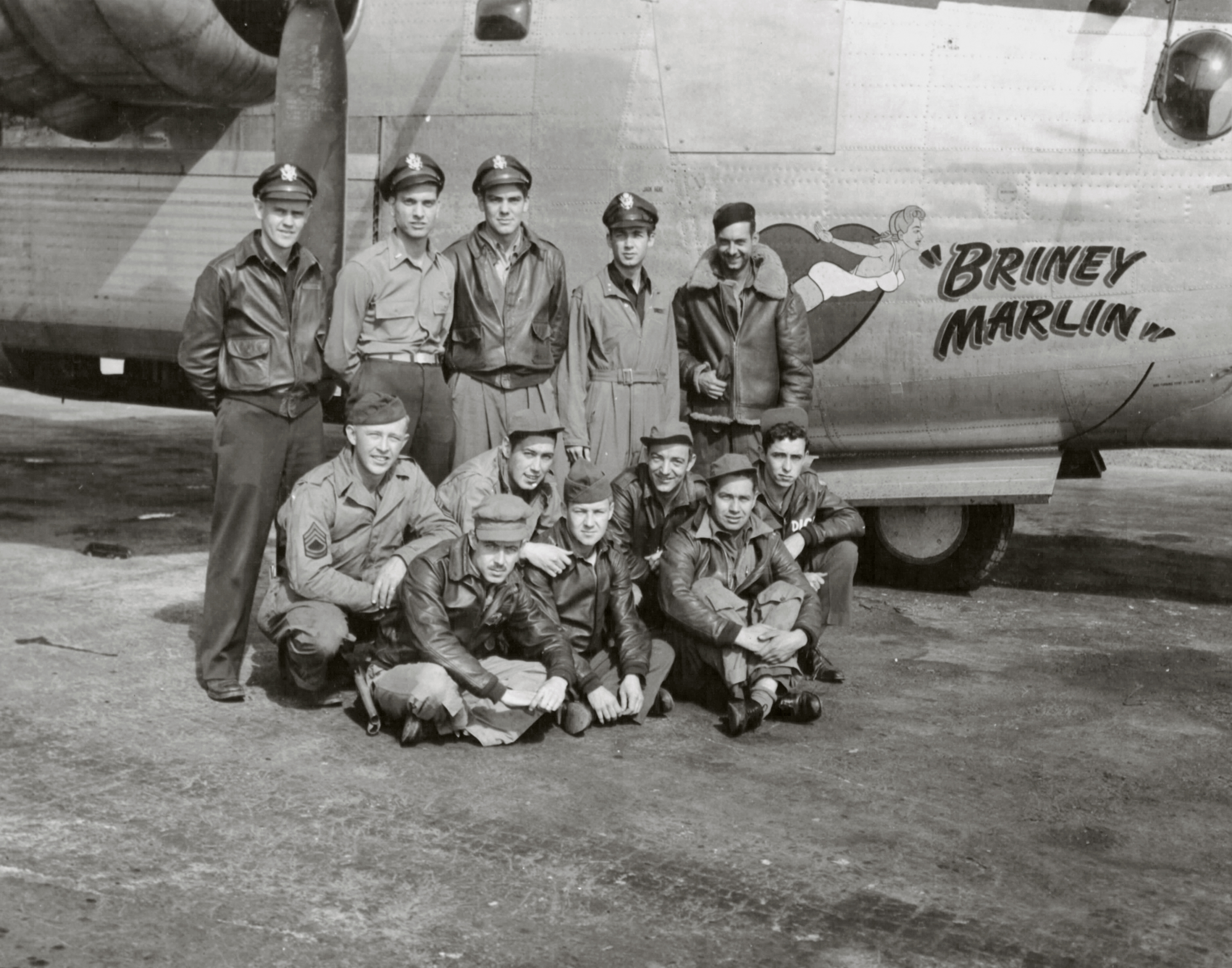 42-95183 B-24H Liberator 8AF 458BG755BS Briney Marlin nose art right side England 01