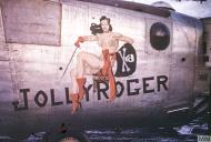 Asisbiz 44-40475 B-24J Liberator 8AF 458BG752BS 7VD Jolly Roger nose art FRE6722