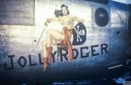 Asisbiz 44-40475 B-24J Liberator 8AF 458BG752BS 7VD Jolly Roger nose art FRE6723