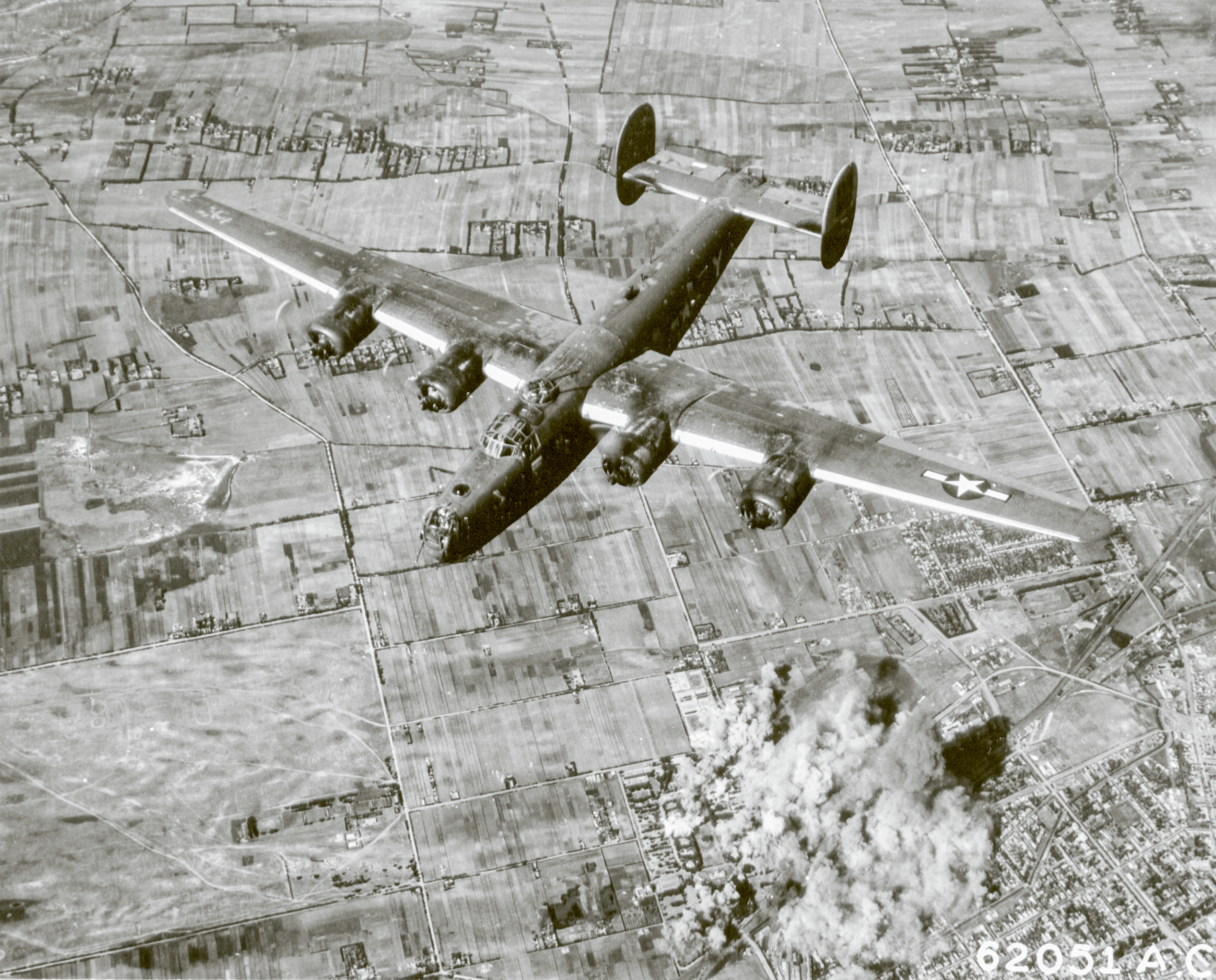 Consolidated B-24 Liberators 15AF Y over the drop zone Nyiregyhaza Hungary 6th Sep 1944 01
