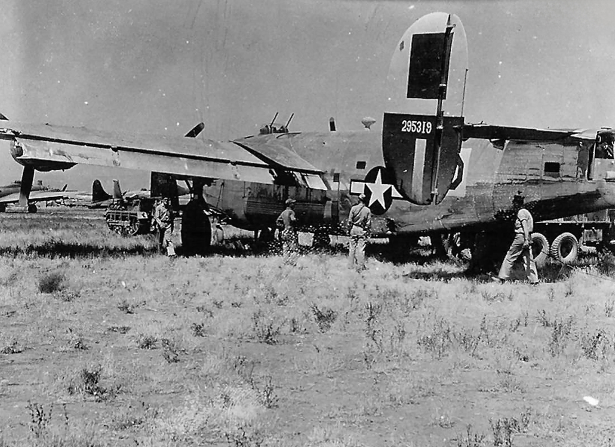 42-95319 B-24H Liberator 15AF 464BG779BS battle damaged landed Foggia 8th July 1944 01