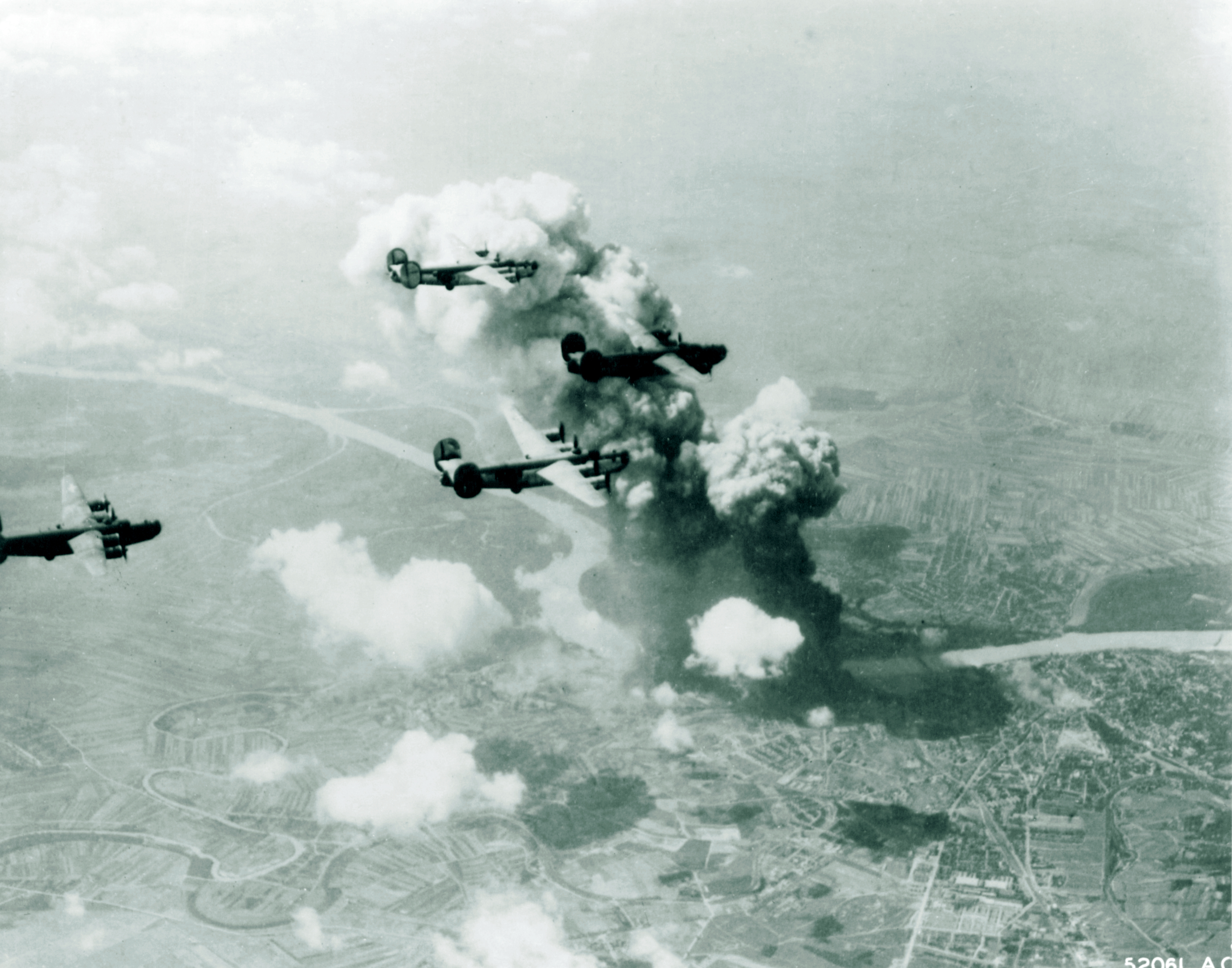 Target 15AF B-24 Liberators over Loban Oil Refinery at Bratislavia Czechoslovakia 16th Jun 1944 NA657