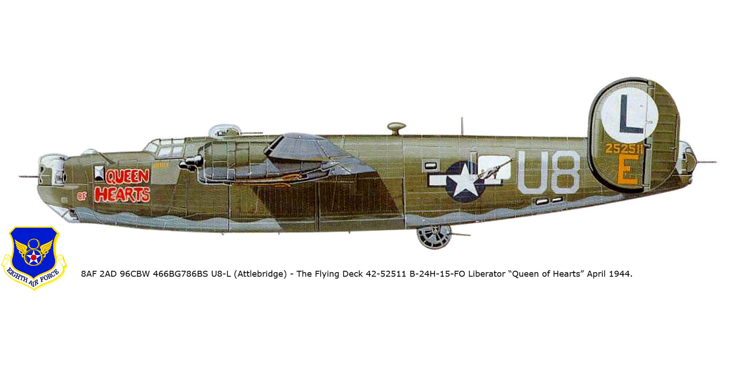 42-52511 B-24H Liberator 8AF 2AD 96CBW 466BG786BS U8L Attlebridge April 1944 0A