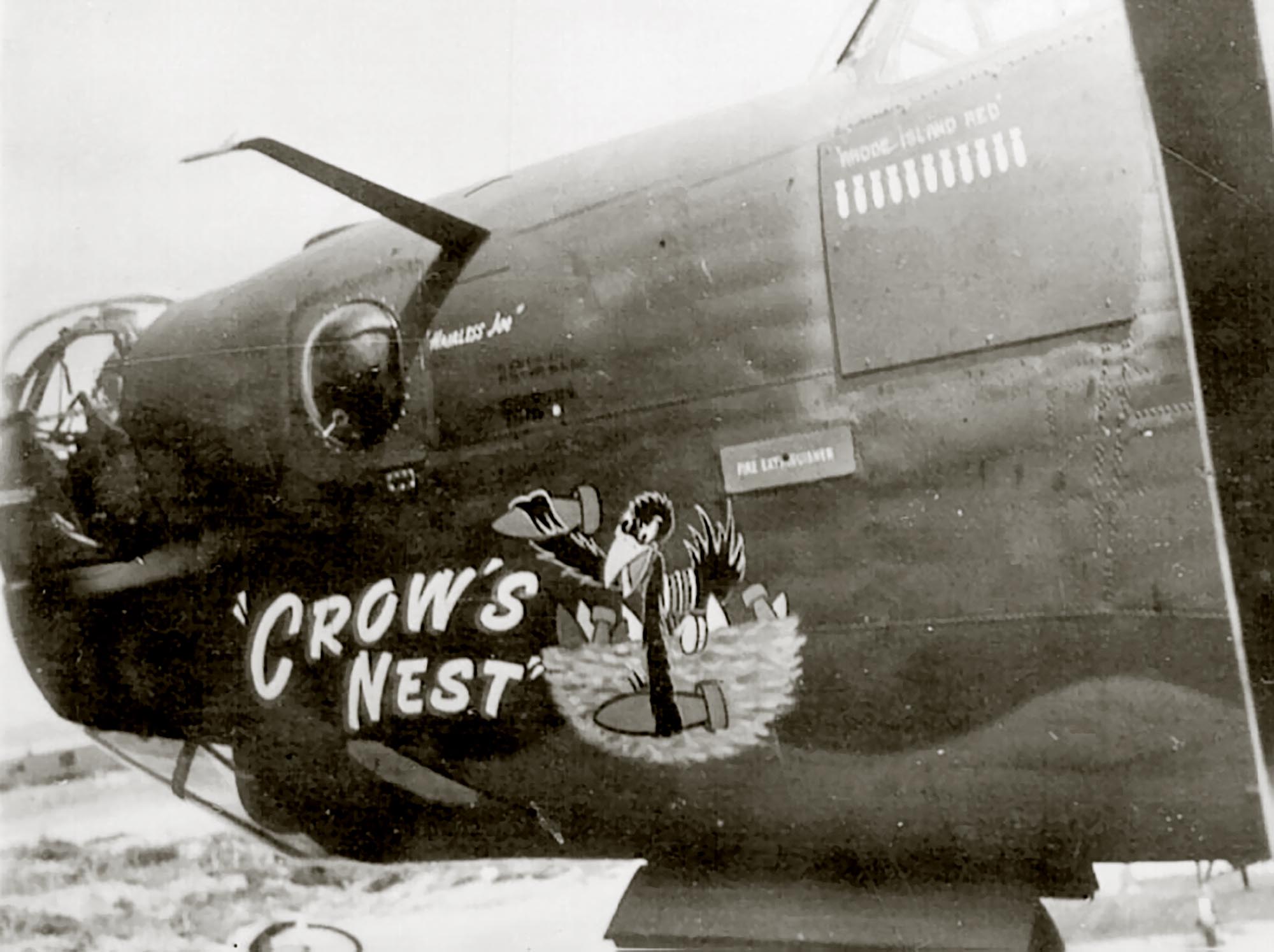 42-95010 B-24H Liberator 8AF 466BG786BS U8P Crow's Nest nose art left side England 01