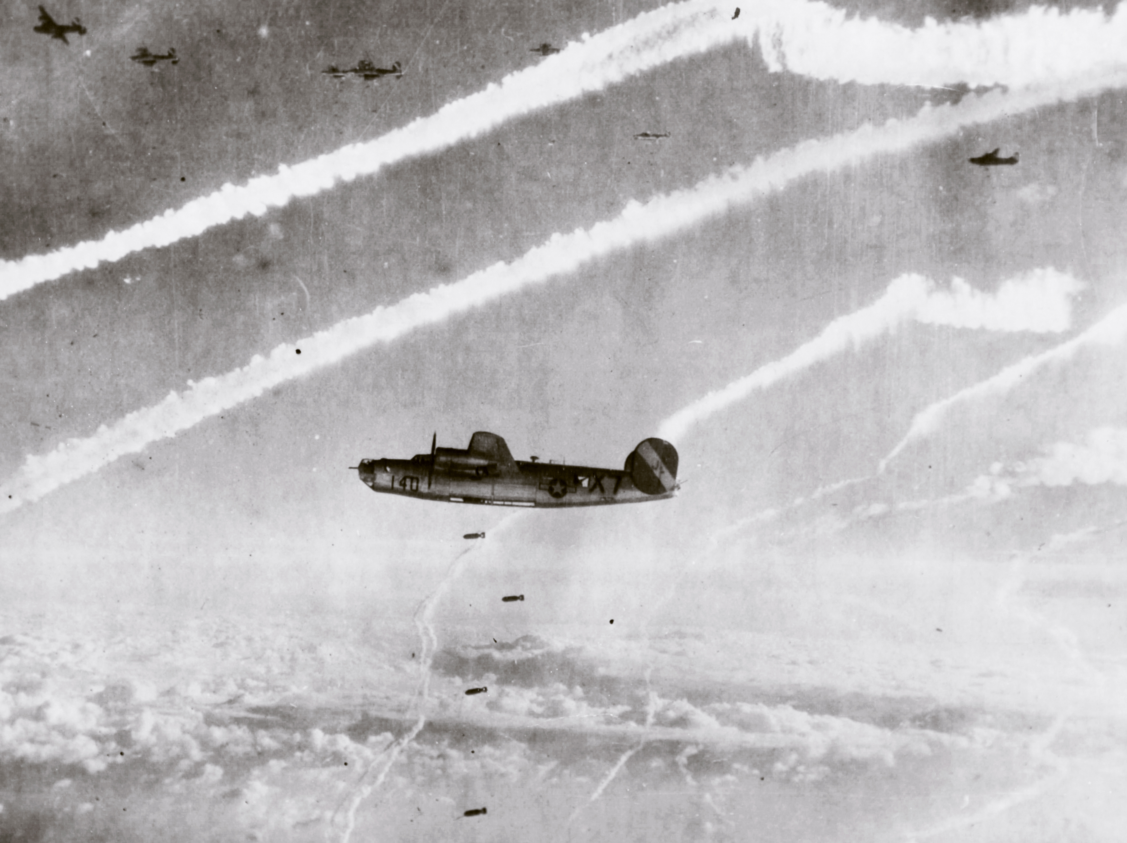 44-40140 B-24J Liberator 8AF 467BG788BS X7J Alice over Hamburg to hit Rhenania Ossag and Ebane oil refineries 21st Nov 1944