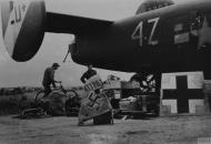 Asisbiz 42-52303 B-24H Liberator 8AF 467BG791BS 4ZU+ Topper at a captured airfield FRE1989