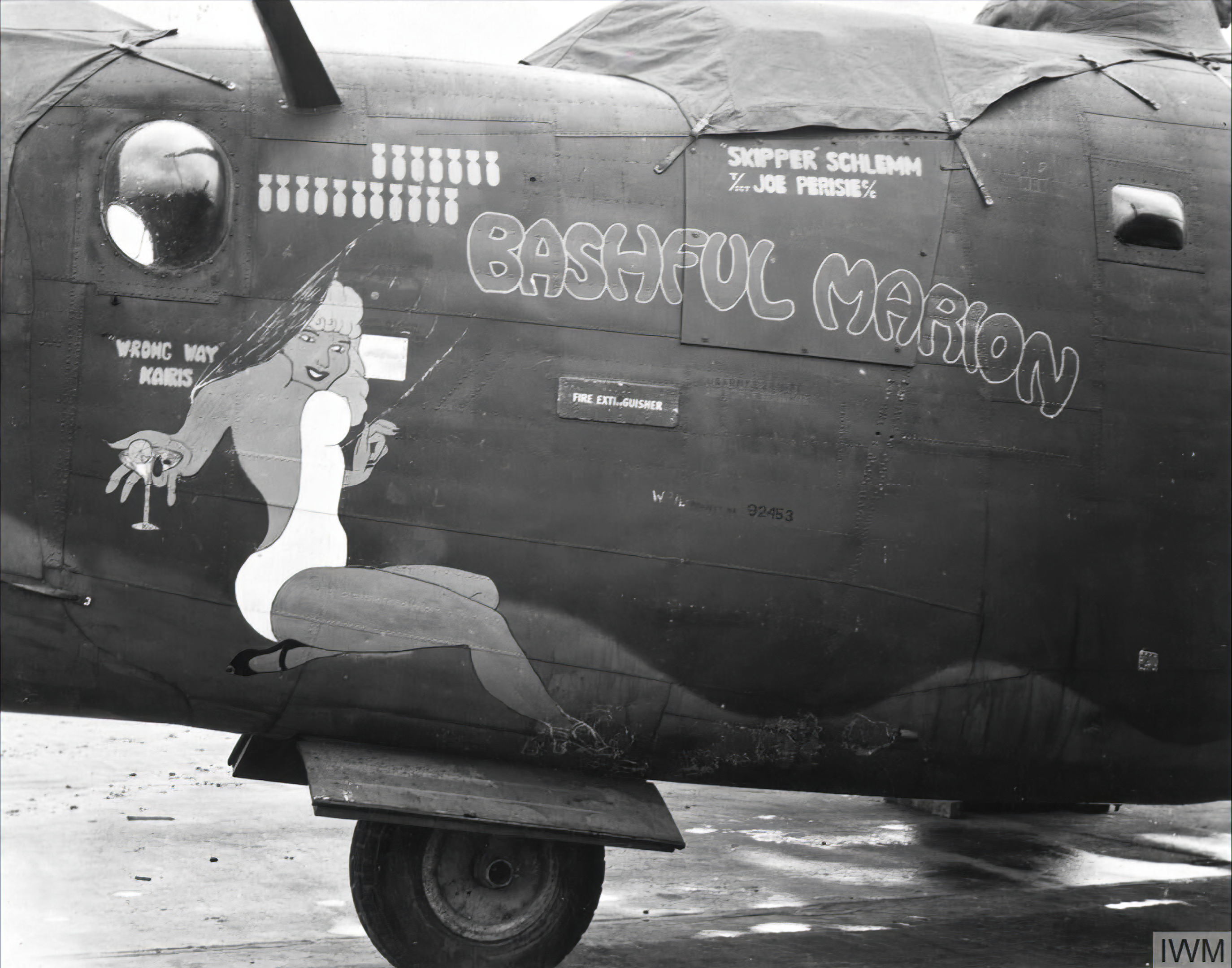 42-52652 B-24H Liberator 8AF 487BG838BS 2CJ Bashful Marion nose art left side FRE8529
