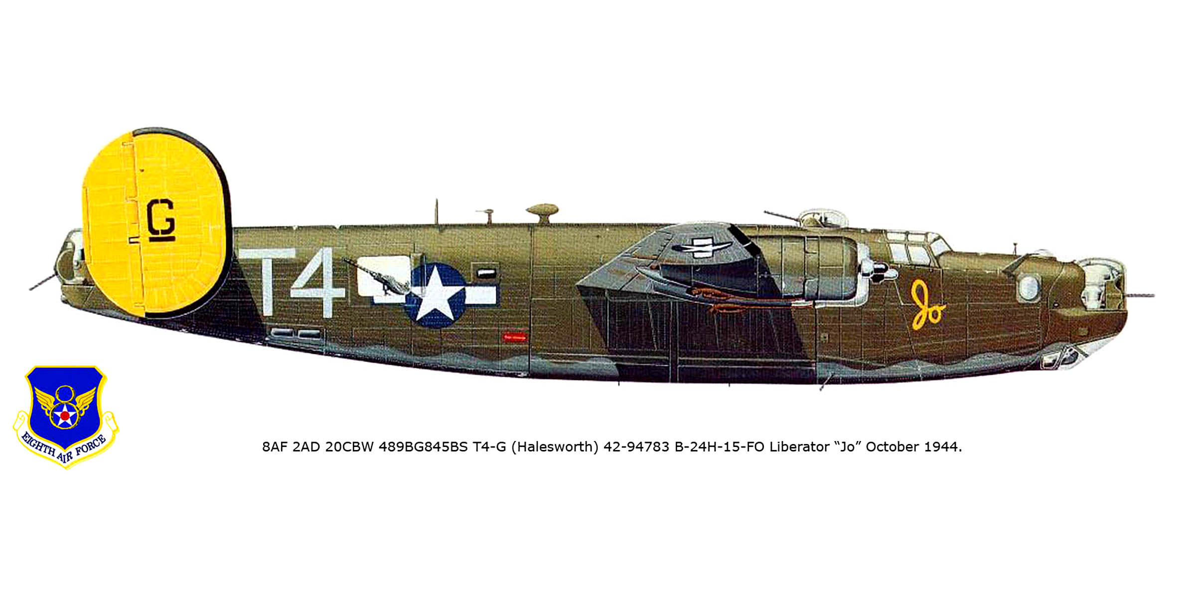 42-94783 B-24H Liberator 8AF 489BG845BS T4G Jo in flight over Halesworth Oct 1944 0A