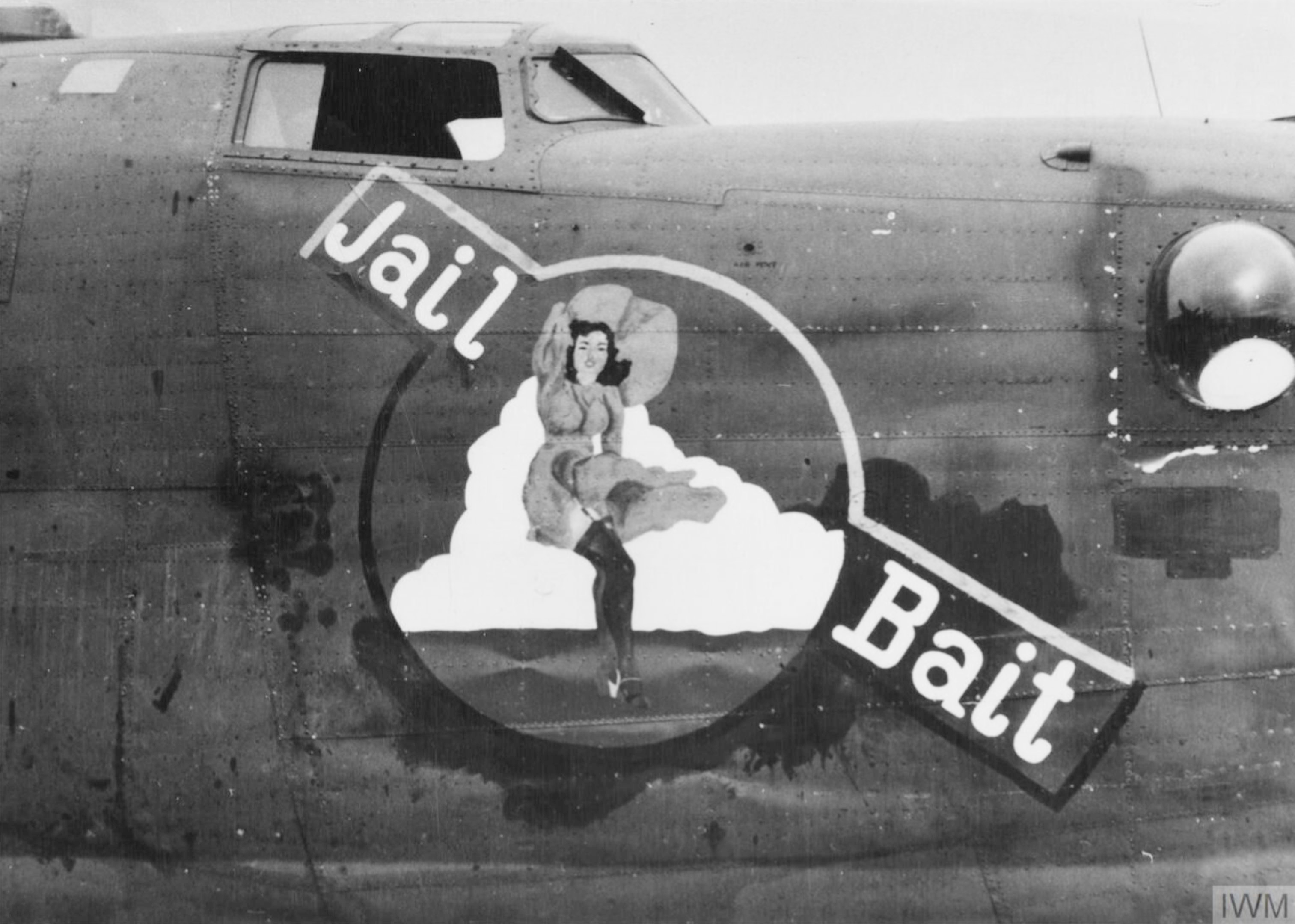 42-110161 B-24J Liberator 8AF 491BG853BS T8J Jail Bait nose art right side FRE8599