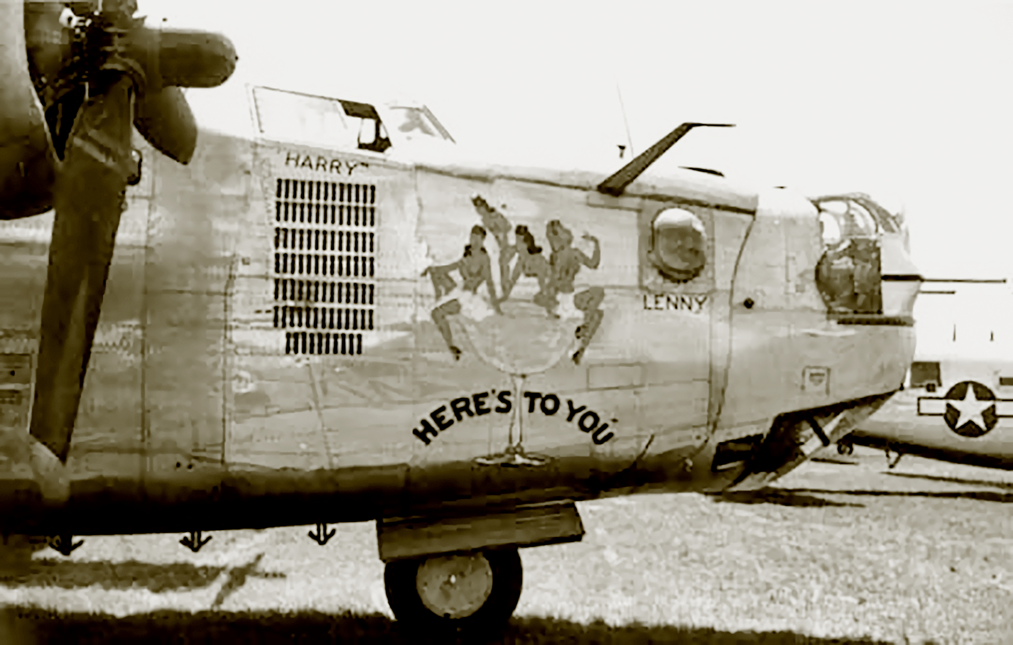 42-95149 B-24H Liberator 8AF 491BG854BS 6XP Here's To You nose art right side 02