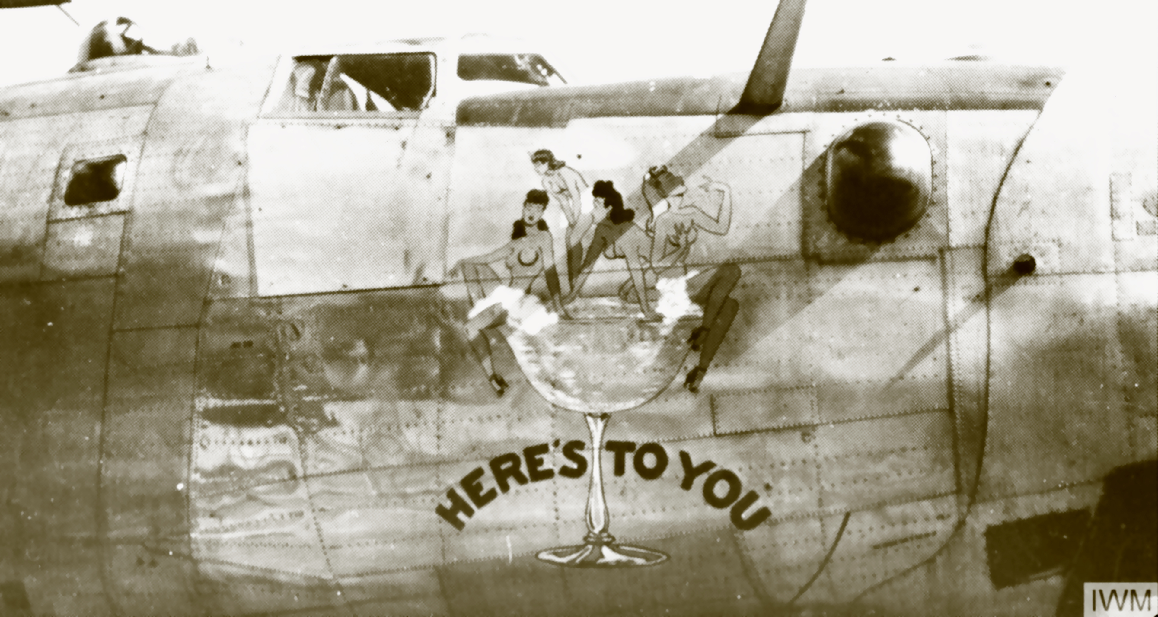 42-95149 B-24H Liberator 8AF 491BG854BS 6XP Here's To You nose art right side FRE8597