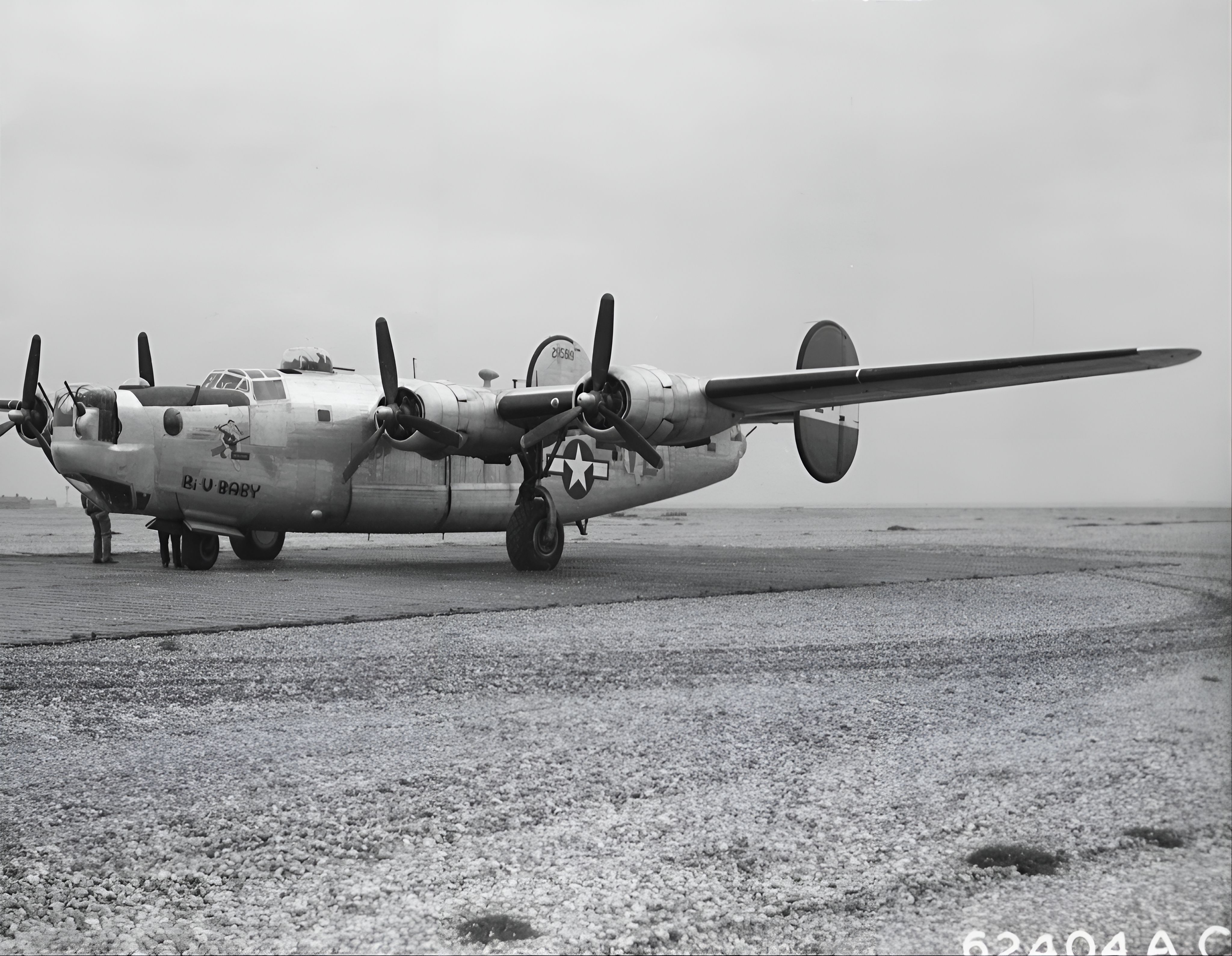 42-95619 B-24J Liberator 8AF 491BG855BS V2L+ Bi Ubaby H2X preparing to take off Lydd England Oct 1 1944 A62404