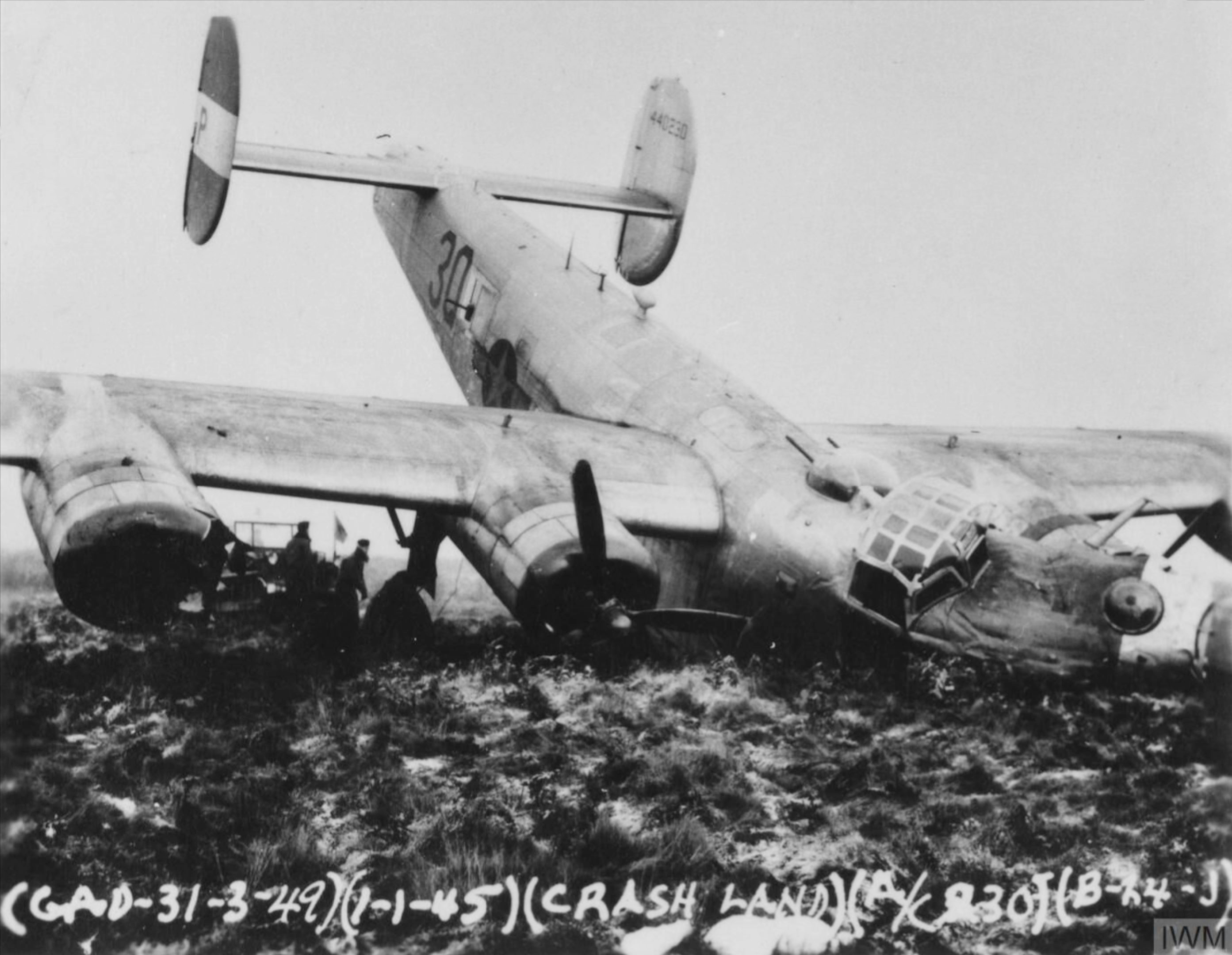 44-40230 B-24J Liberator 8AF 491BG852BS 3QP Tung Ho I nose wheel collapsed after take off at North Pickenham 1st Jan 1945 01