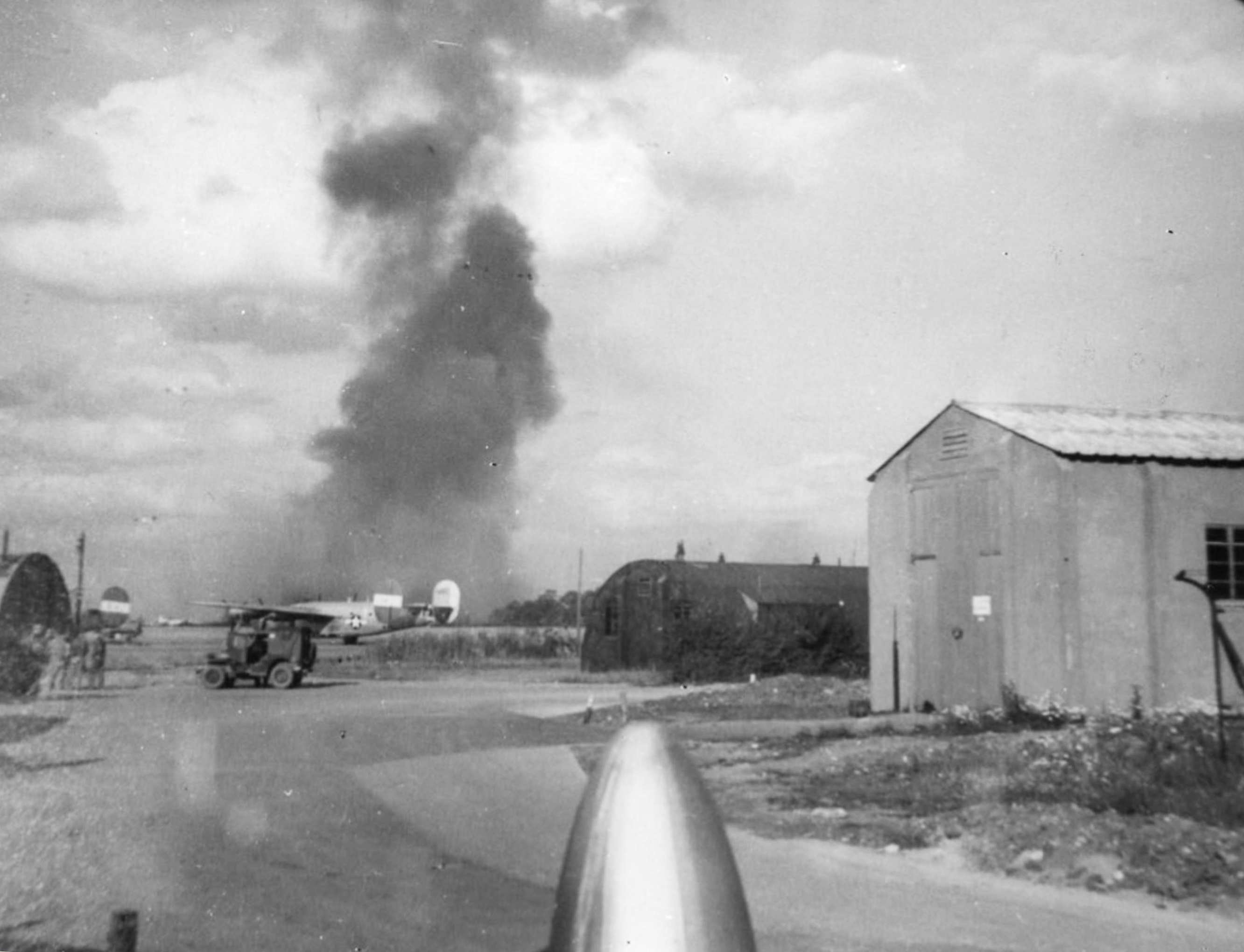 USAAF 491BG B-24 Liberator base at Metfield when a bomb dump explosion occured FRE2120