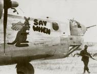 Asisbiz 44-40103 B-24J Liberator 8AF 492BG858BS 9AM Say When in Malmo nose art right side Sweden 20th Jun 1944 FRE2128