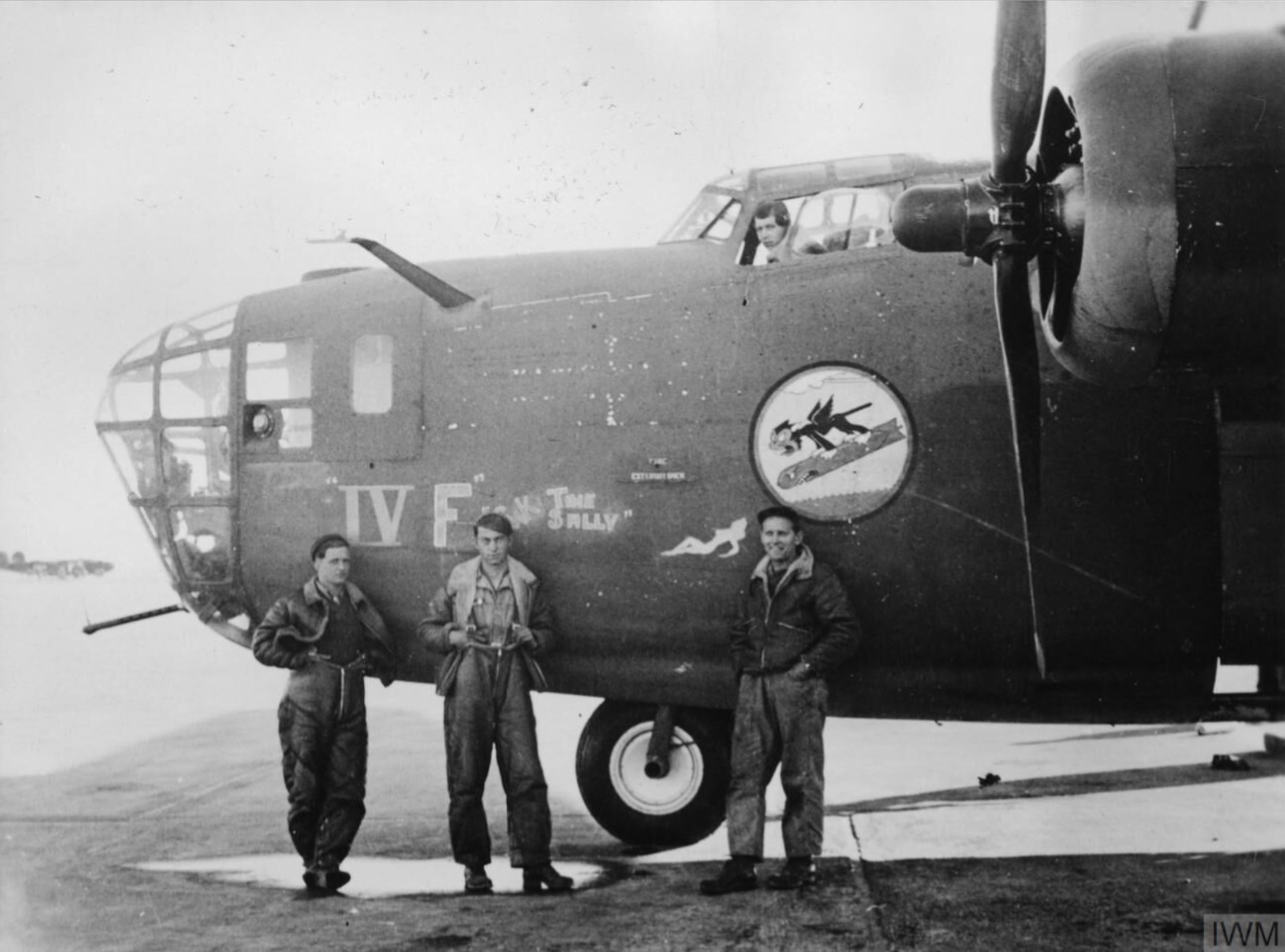 42-41158 B-24D Liberator 8AF 493BG863BS R5D IV F Sack Time Sally nose art left side FRE2151