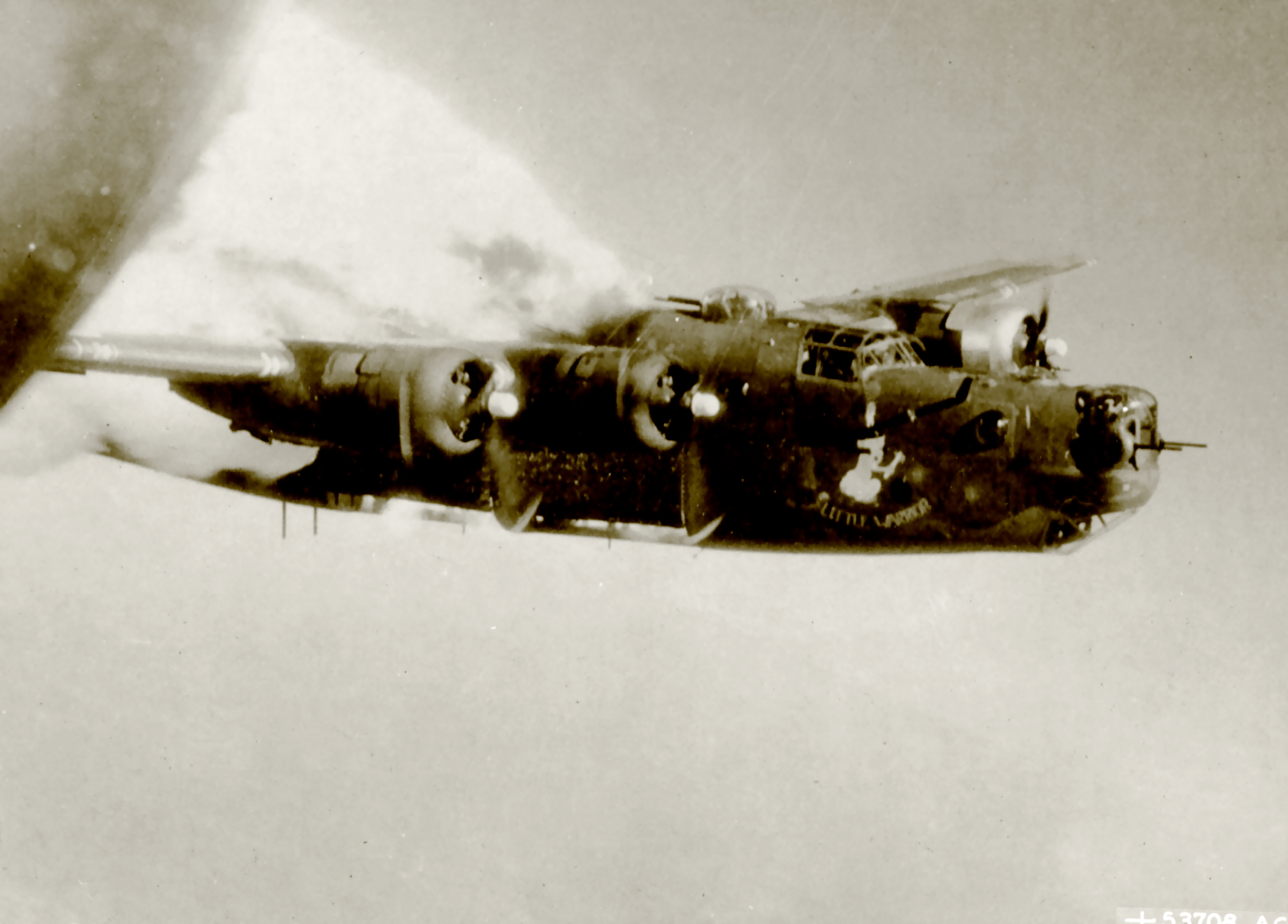 42-94812 B-24H Liberator 8AF 493BG862BS 8MP Little Warrior direct flak hit over Fallersleben Germany 29th Jun 1944 01
