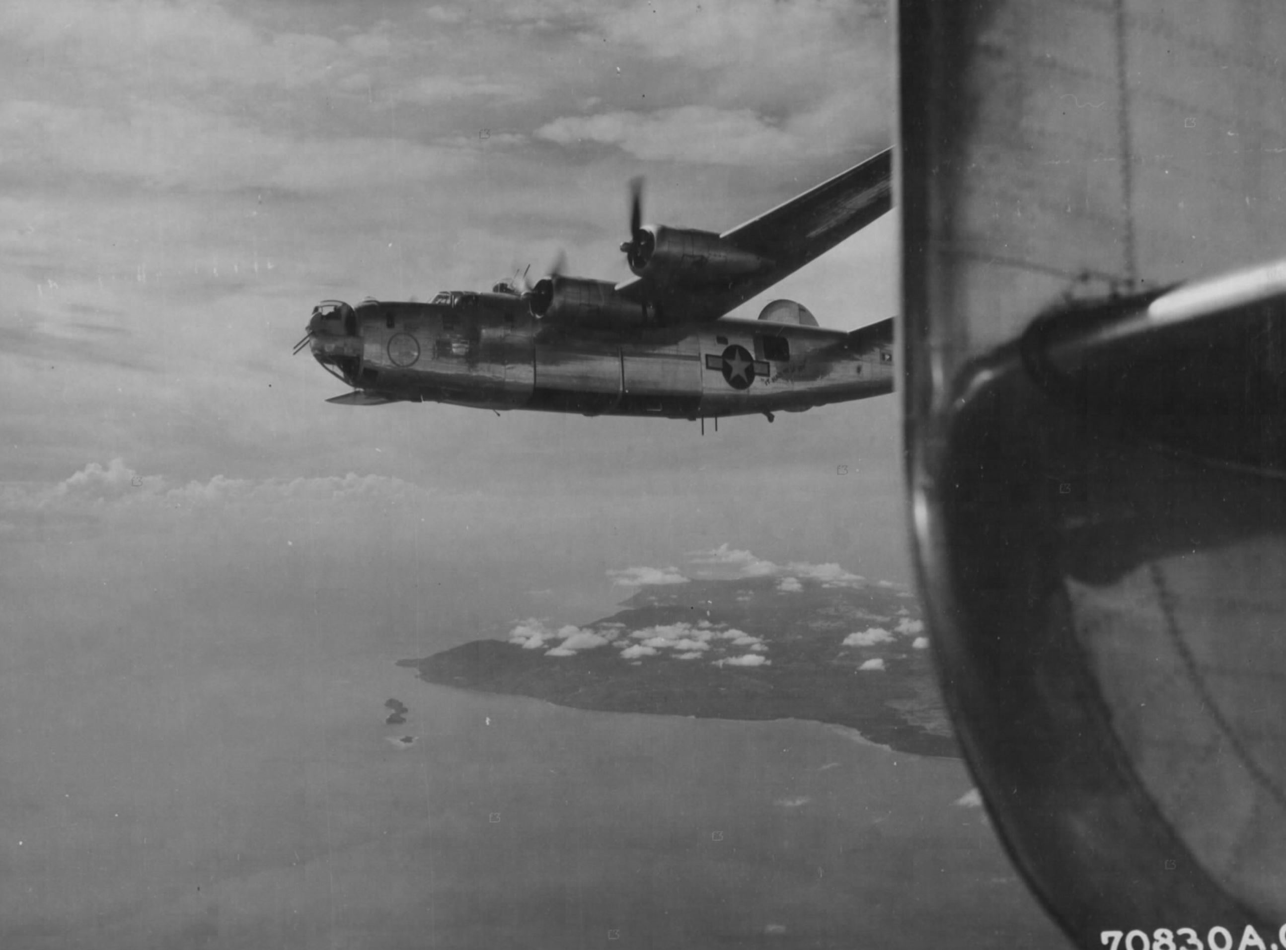 44-40760 B-24J Liberator 7AF 494BG867BS 760 Black Sheep over the Gulf of Devo Philippines 24th Feb 1945 01