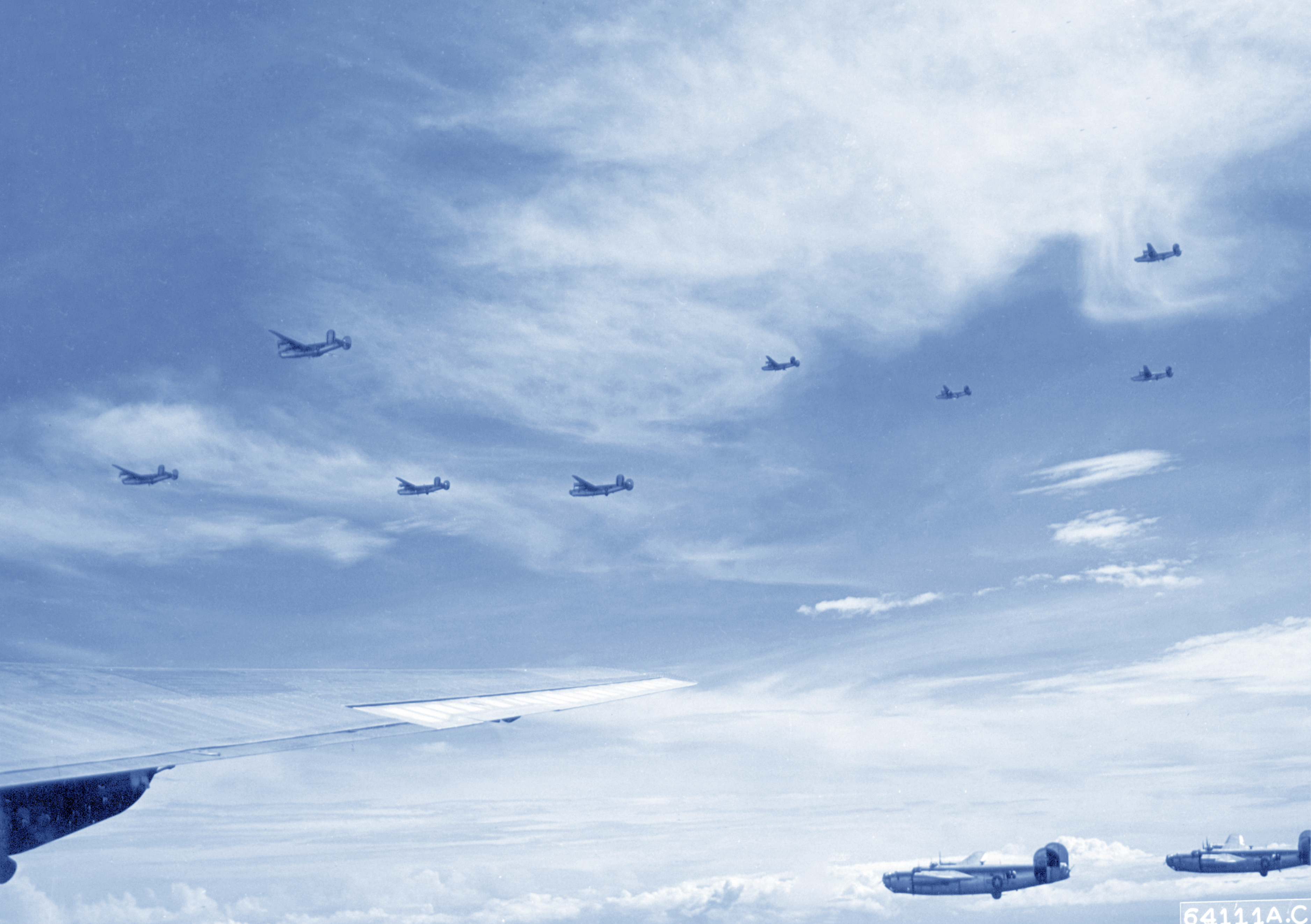 7AF 494BG866th and 867th Bomb Squadrons after bombing Cebu airdrome Cebu Island Philippines 6th Dec 1944 NA915