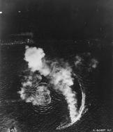 Asisbiz Japanese Kuma class cruiser attacked and later sunk by the 13AF 5BG at 9,000 ft loosing 3 aircraft Sulu Sea Oct 1944 01