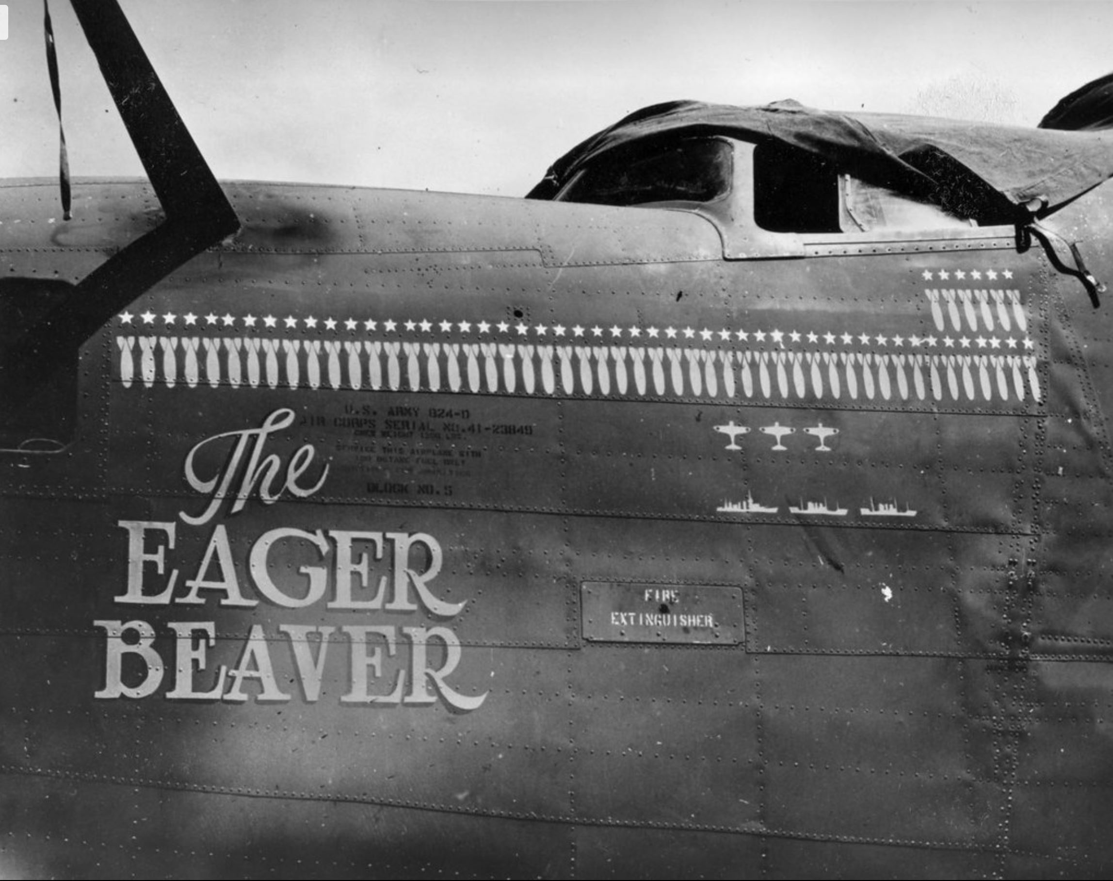 41-23849 B-24D Liberator 5AF 90BG320BS The Eager Beaver nose art left side 01
