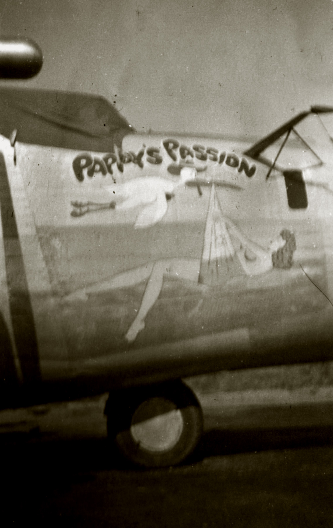 42-100222 B-24J Liberator 5AF 90BG319BS Pappy's Passion nose art right side 01