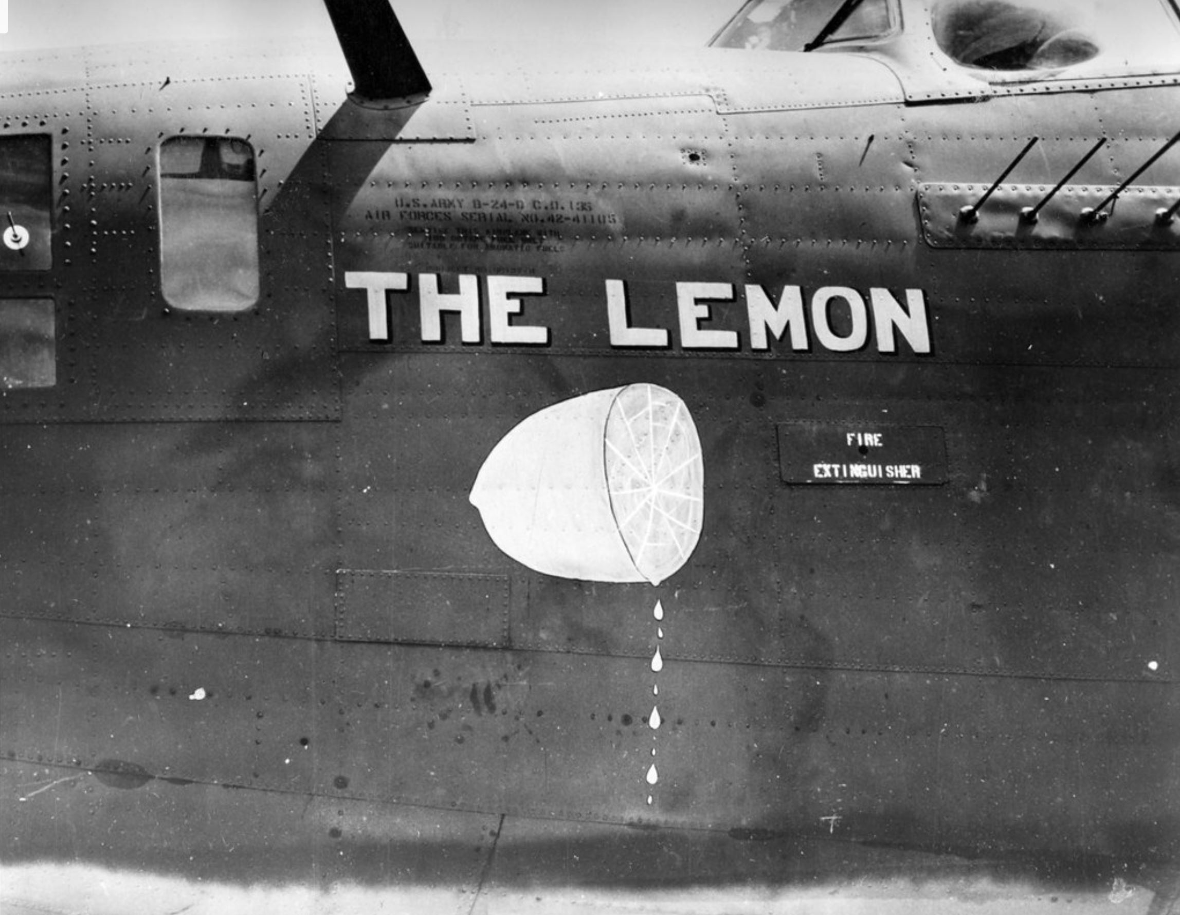 42-41105 B-24D Liberator 5AF 90BG321BS The Lemon nose art left side 01