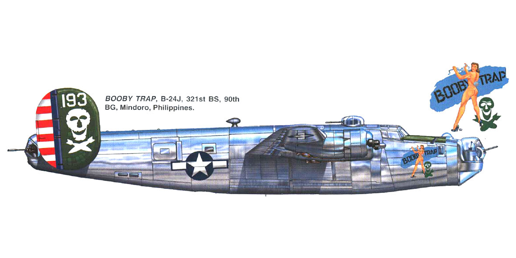 44-40193 B-24J Liberator 5AF 90BG321BS 193 Miss Jolly Roger profile Hasegawa 0A