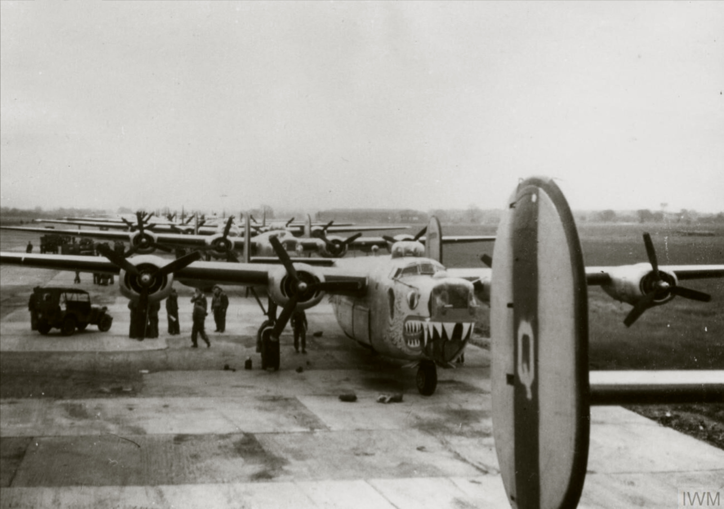 Consolidated B-24 Liberators 8AF 93BG lined up prepare for their next mission 20th May 1945 FRE3759