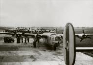 Asisbiz Consolidated B-24 Liberators 8AF 93BG lined up prepare for their next mission 20th May 1945 FRE3759