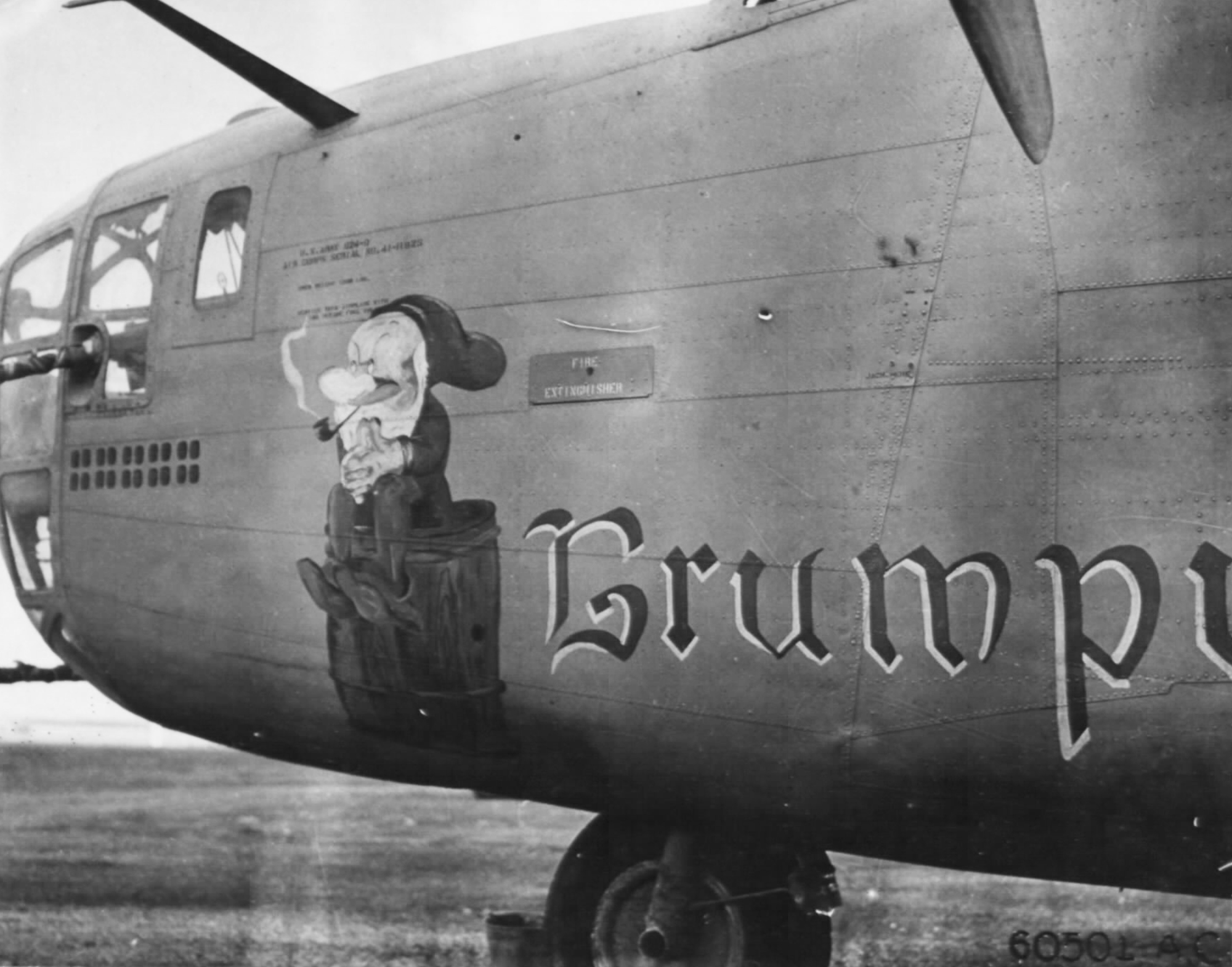 41-11825 B-24D Liberator 9AF 98BG343BS V Grumpy nose art left side North Africa 12th Jun 1943 01