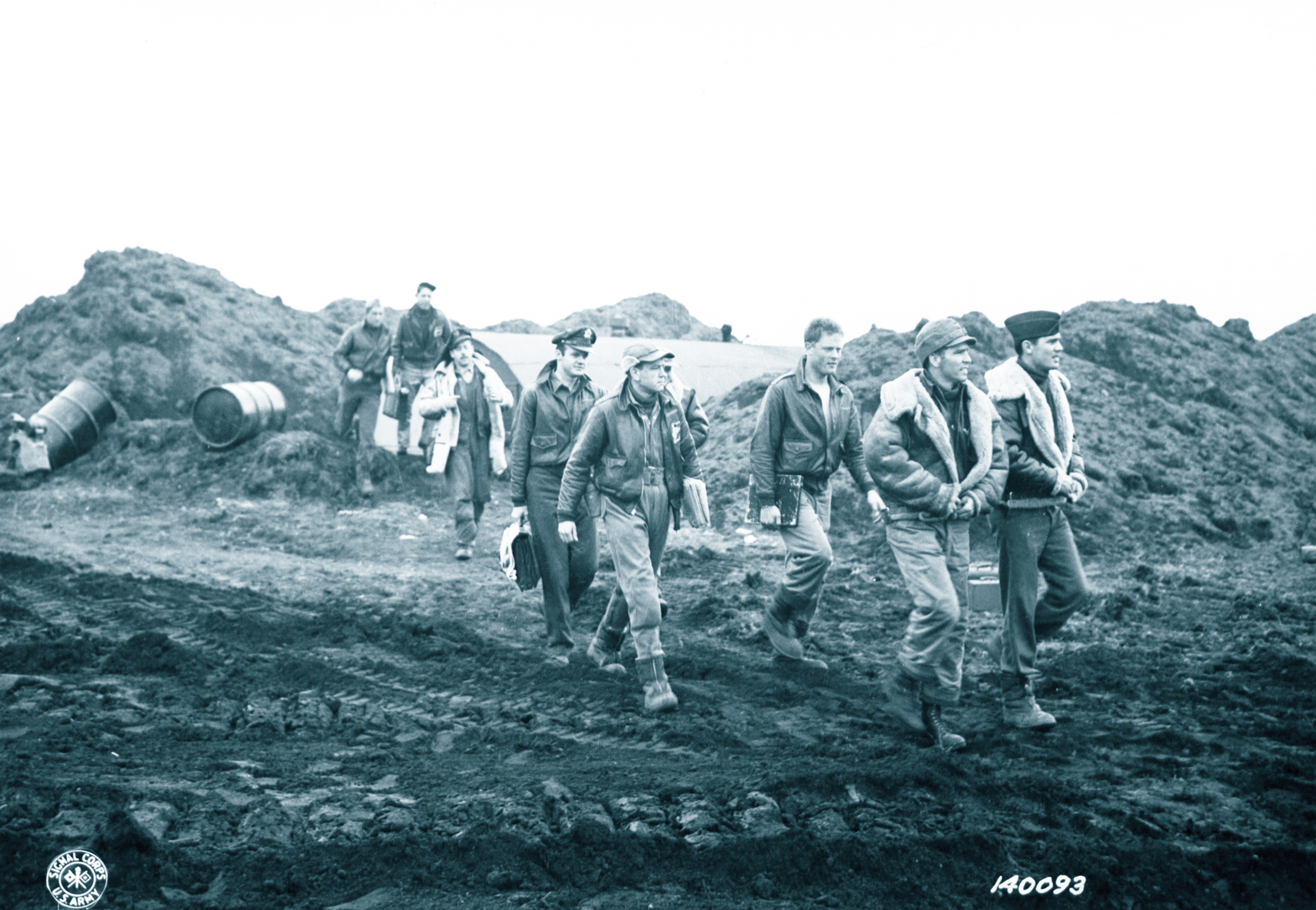 Aircrew 11AF 28th Bombardment Group B-24 Liberator crew during the Aleutian campaign Umnak Alaska 1942 NA003