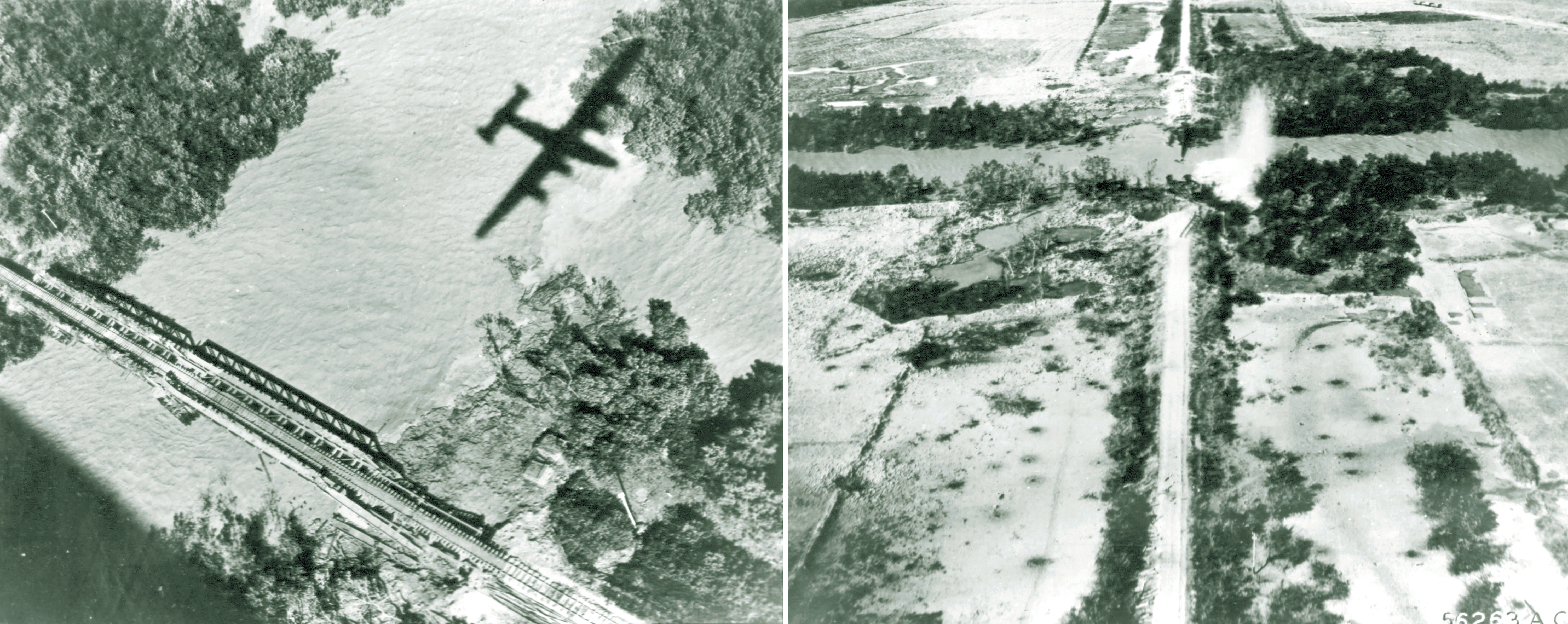 Target 10AF 7BG B-24's Liberators bomb 3 rail bridges on the Moulmein Ye line Burma 27th Jan 1945 NA610