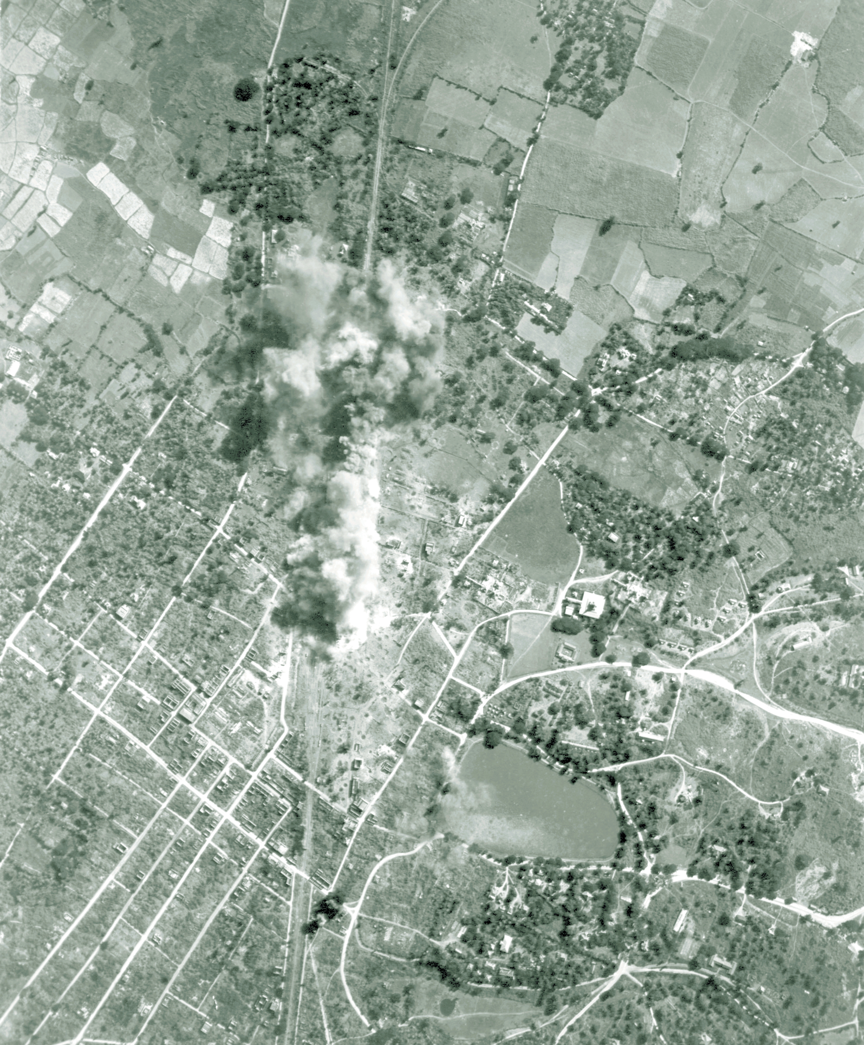 Target 10AF 7BG B-24 Liberators hit the railroad yards at Pyinmana Burma NA717