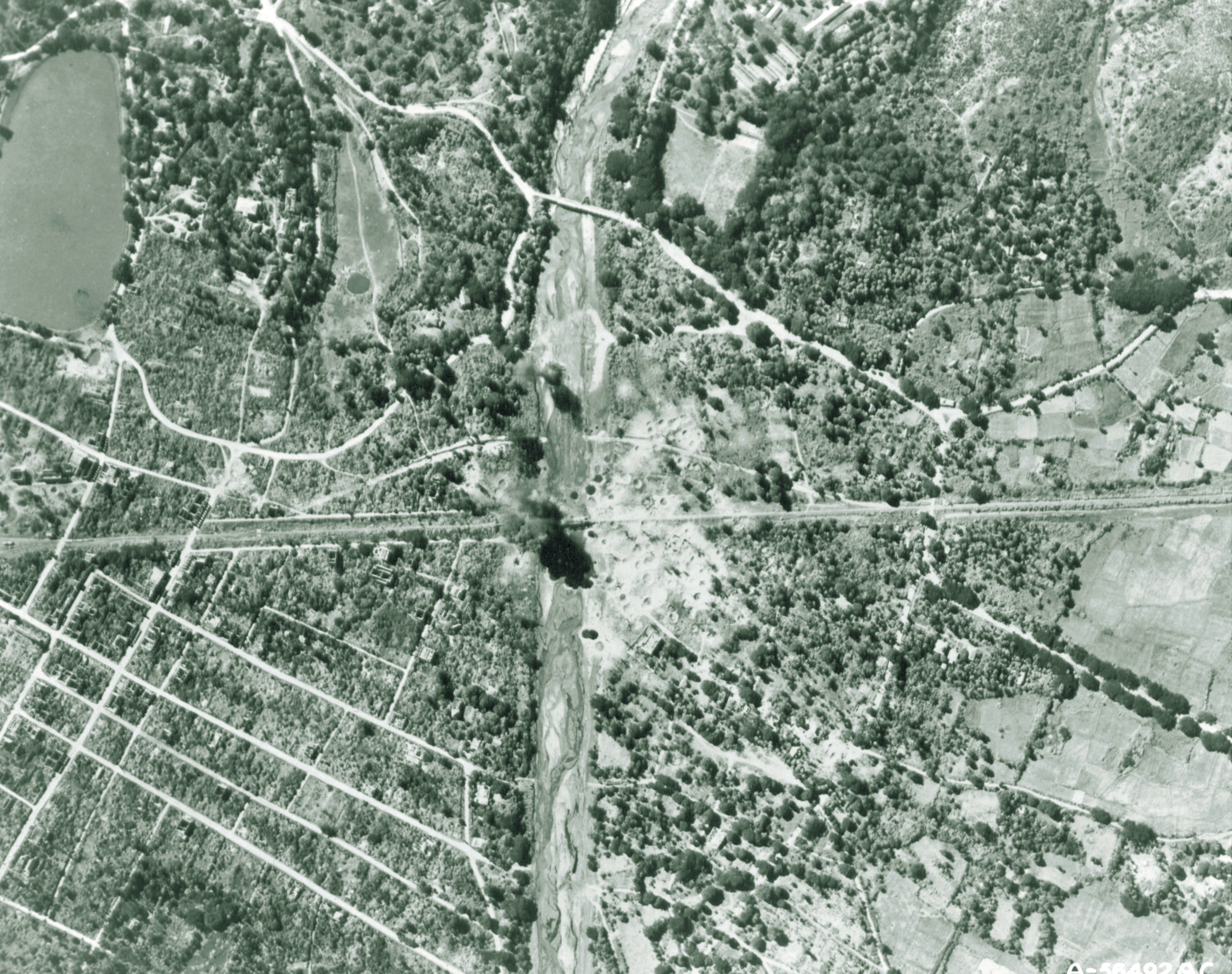 Target 10AF 7BG B-24 Liberators hit the railroad yards at Pyinmana Burma NA723