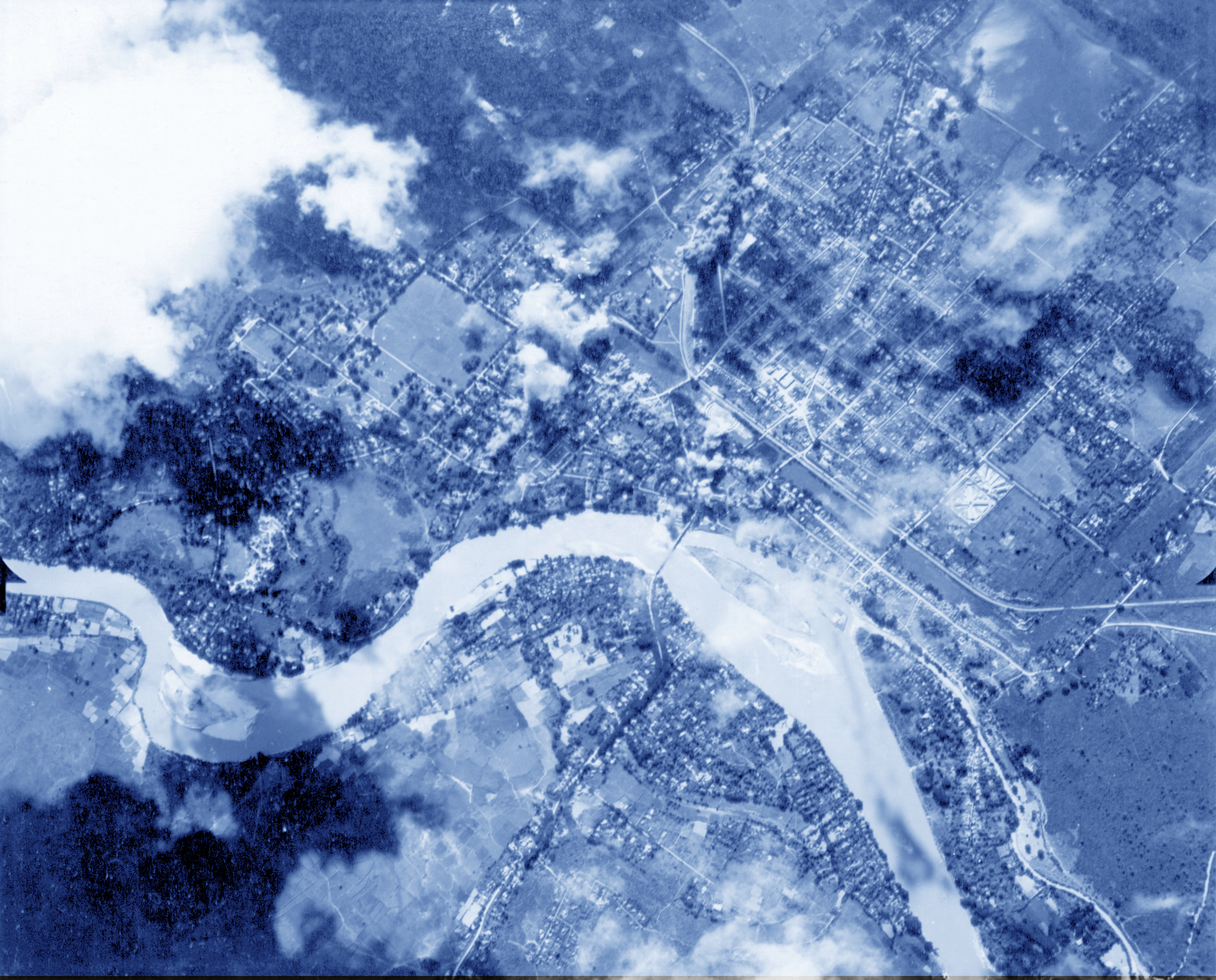 Target 10AF 7BG436BS B-24 Liberators bomb railroad yards at Toungoo Burma 28th Oct 1943 NA864